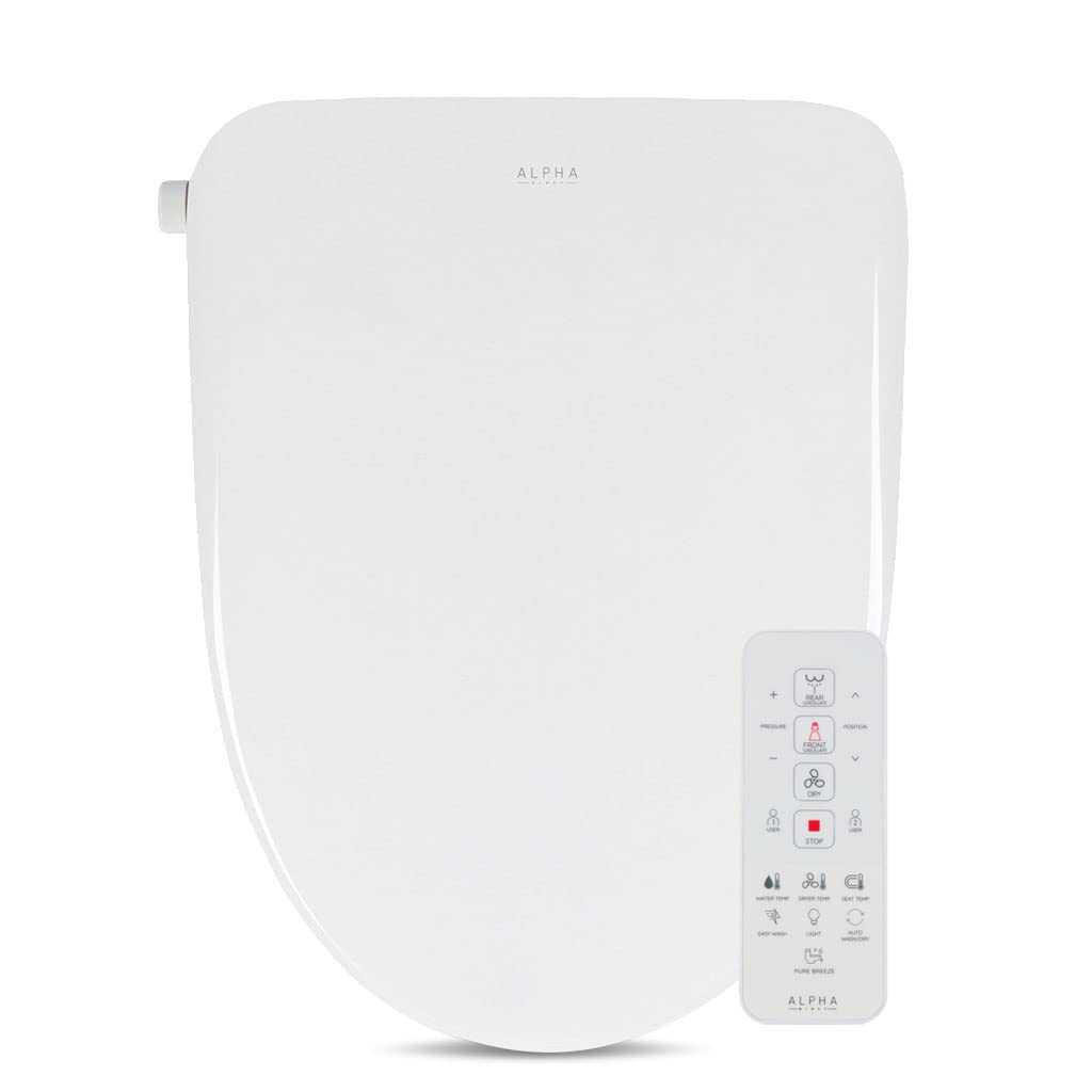 ALPHA BIDET UX Pearl Smart Bidet Toilet Seat - Elongated White | Ultra Slim Design | Instant Warm Water | Stainless Steel Nozzle | LED Night Light | Warm Air Dryer | Built-in Deodorizer | 3-Year Warranty | Perfect for Modern Bathrooms & Luxury Home Upgrades