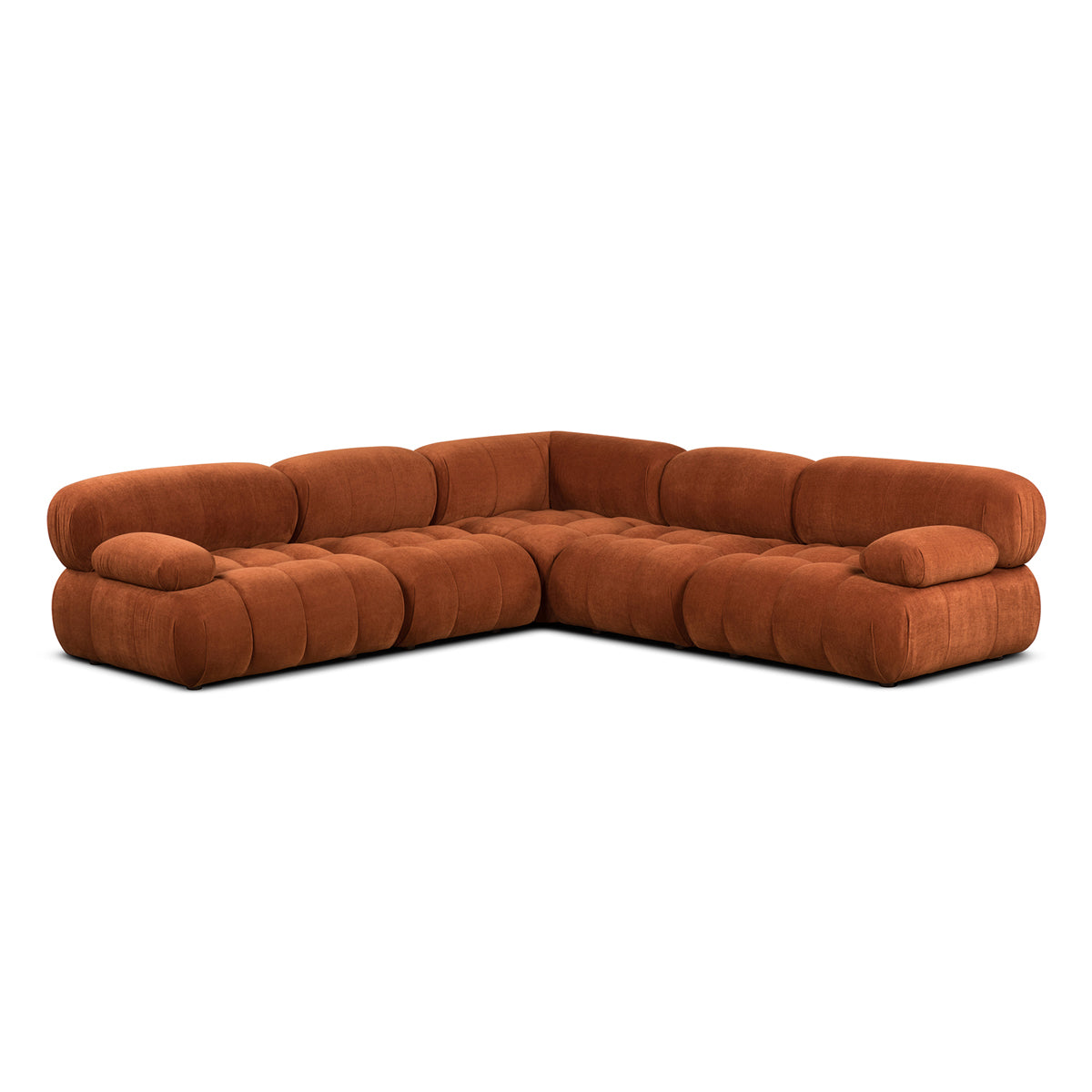 Bowie Textured Velvet Sofa - Modern 3-Seater Loveseat in Terracotta | Soft Fabric Couch for Living Room, Lounge & Apartment Decor