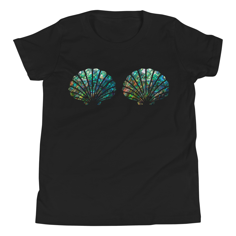 Kids' Abalone Mermaid & Merman Shell Print T-Shirt - Perfect for Beach Vacations & Summer Playdates