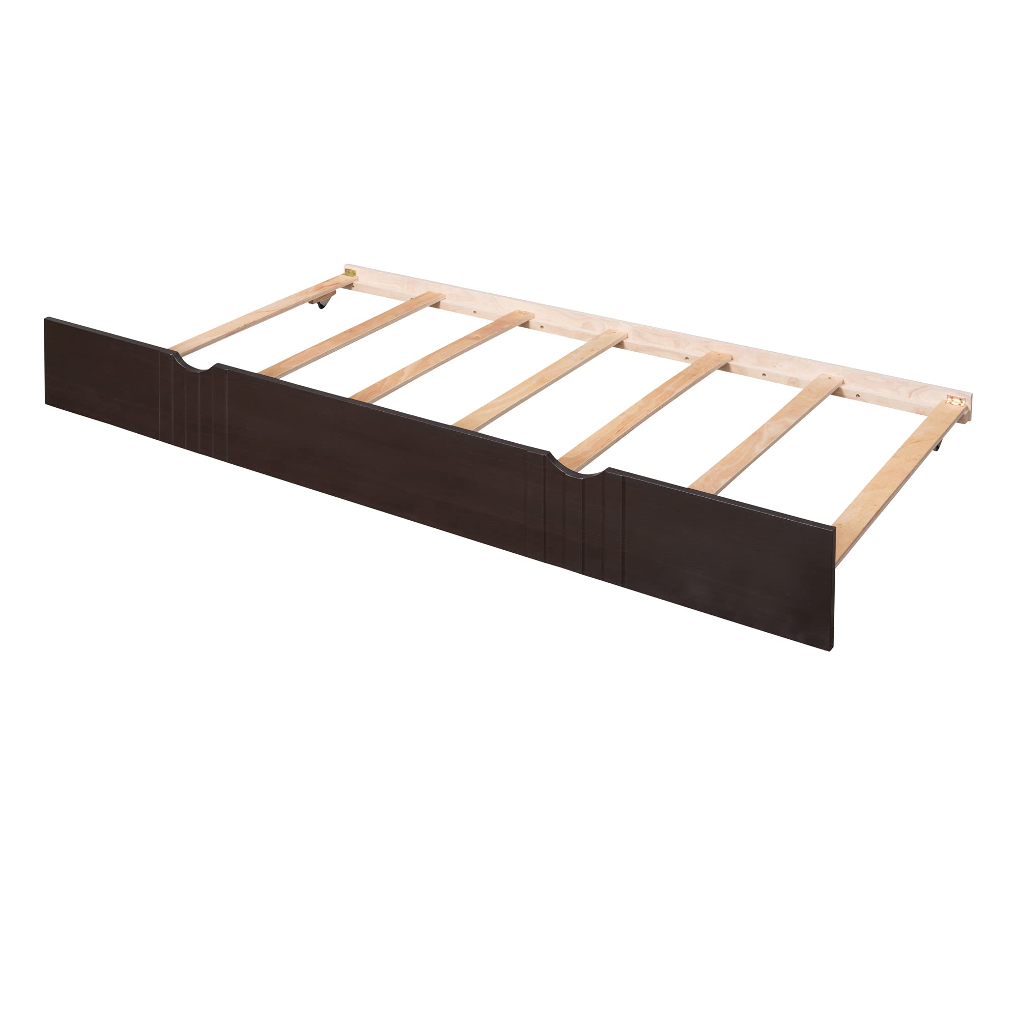 Harper & Bright Designs Twin Daybed with Trundle - Solid Wood Convertible Sofa Bed for Living Room, Guest Room & Kids Bedroom - No Box Spring Needed - White & Espresso - Perfect for Sleepovers, Space Saving & Multi-functional Furniture