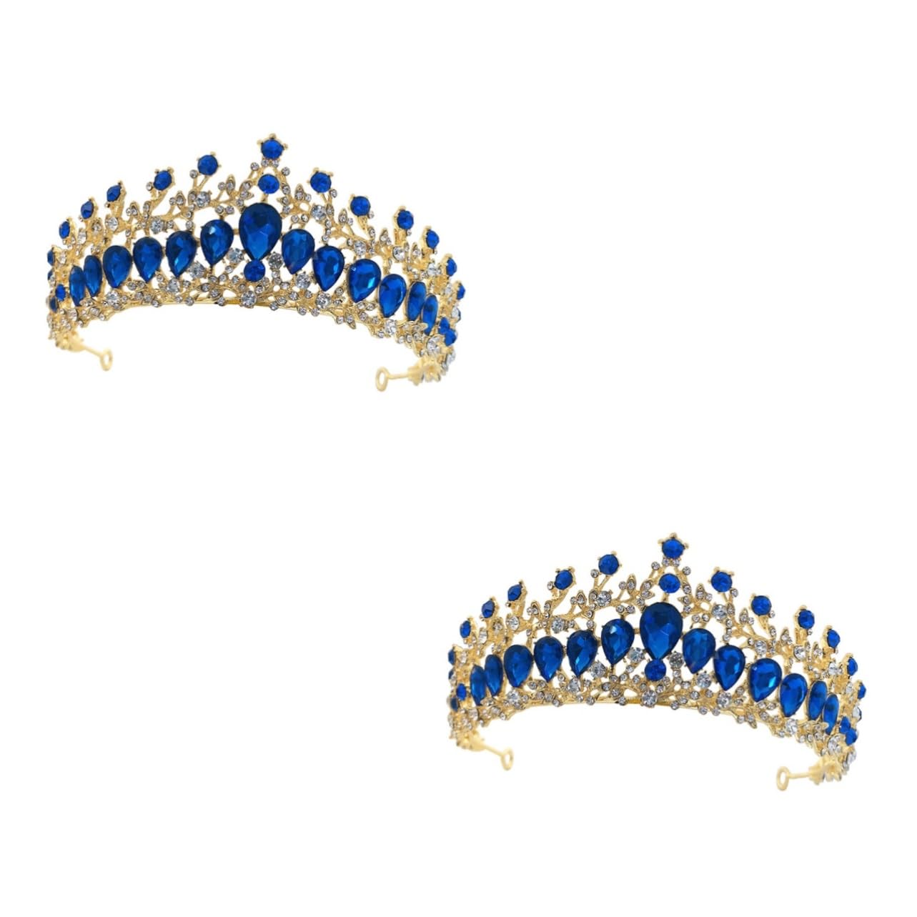 FRCOLOR 2-Piece Blue Baroque Tiara Set - Elegant Bridal Headpiece for Wedding, Princess Crown, Fairy Tiara & Crystal Headband - Perfect for Brides, Prom, Pageants & Special Occasions