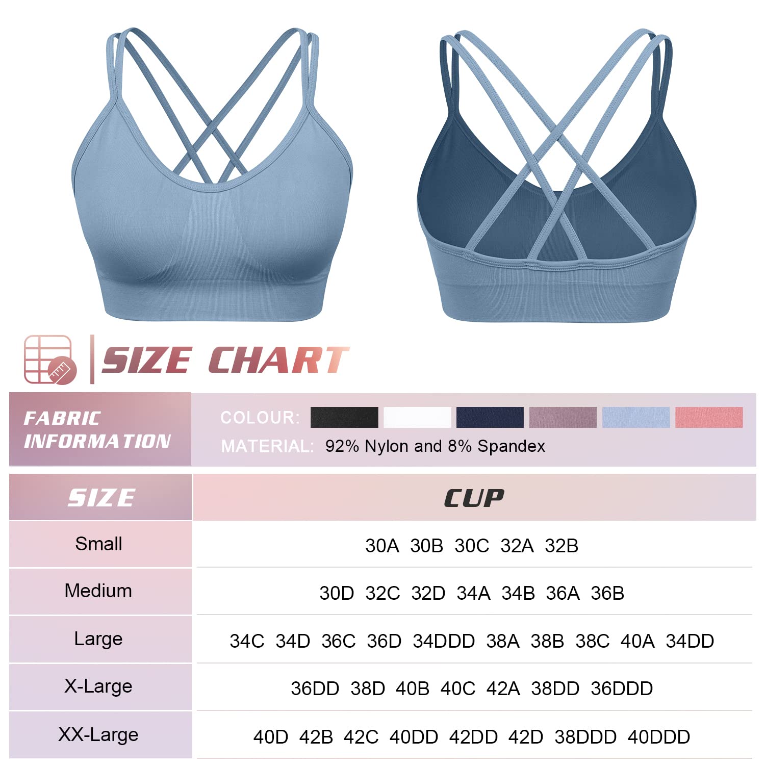 VEQKING Women's Cross Back Sports Bras - Medium Support Padded Yoga Bra 3 Pack for Workout, Fitness & Running | Breathable Strappy Design for Gym, Yoga & Active Lifestyle