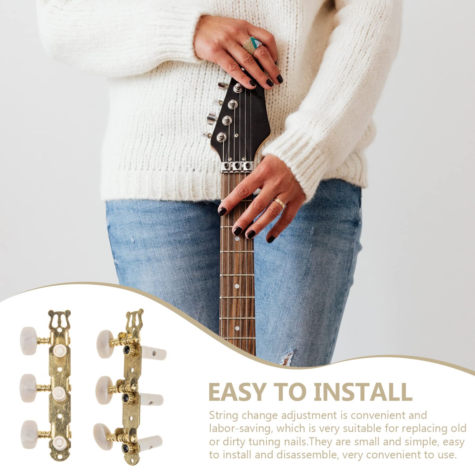 2-Pack Guitar Tuning Machines - Triple Tuner Set for Guitar Headstock, Chrome Guitar Machine Heads with Knobs, Premium Guitar Accessories for Acoustic & Electric Guitars - Perfect for Tuning, Maintenance & Guitar Upgrades