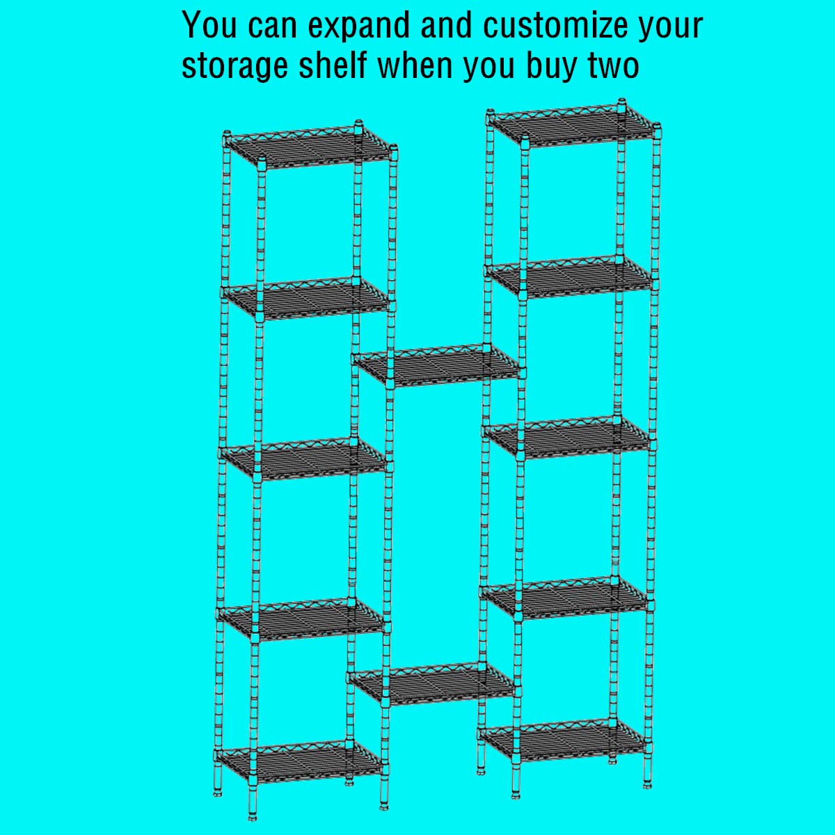REGILLER 6-Tier Heavy Duty Steel Wire Shelving Unit - Adjustable Storage Rack for Laundry Room, Bathroom, Kitchen, Pantry & Closet Organization (Black, 11.7