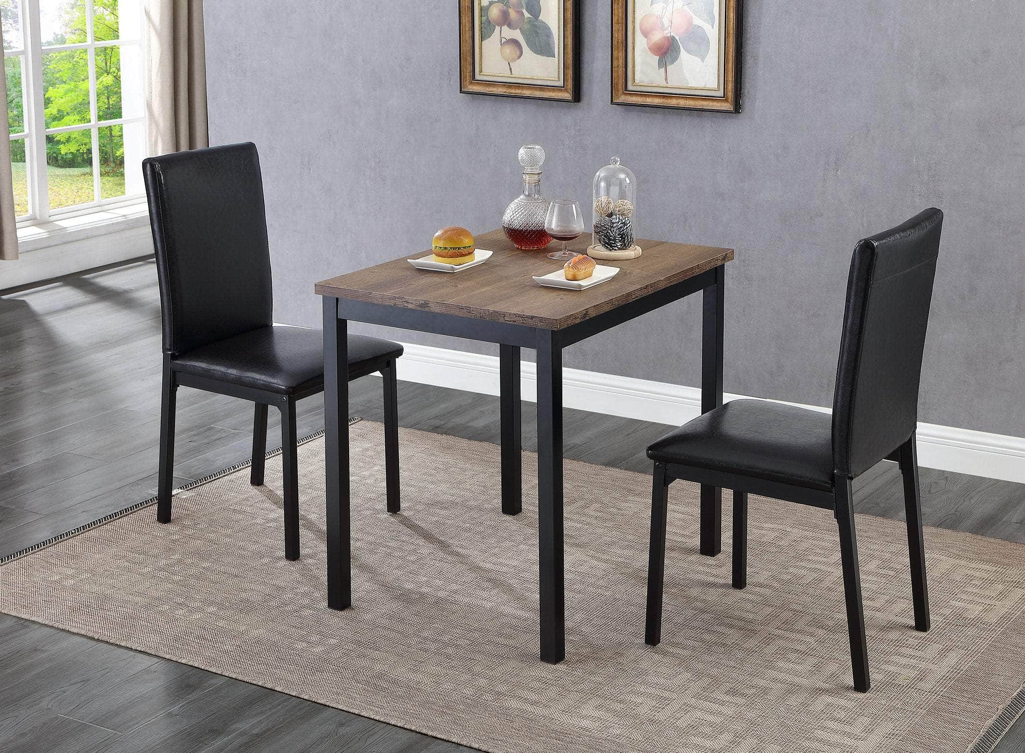 Timmins 3-Piece Wooden Rectangular Dining Table Set with Full Back Chairs - Perfect for Small Kitchen, Breakfast Nook, and Apartment Dining Space