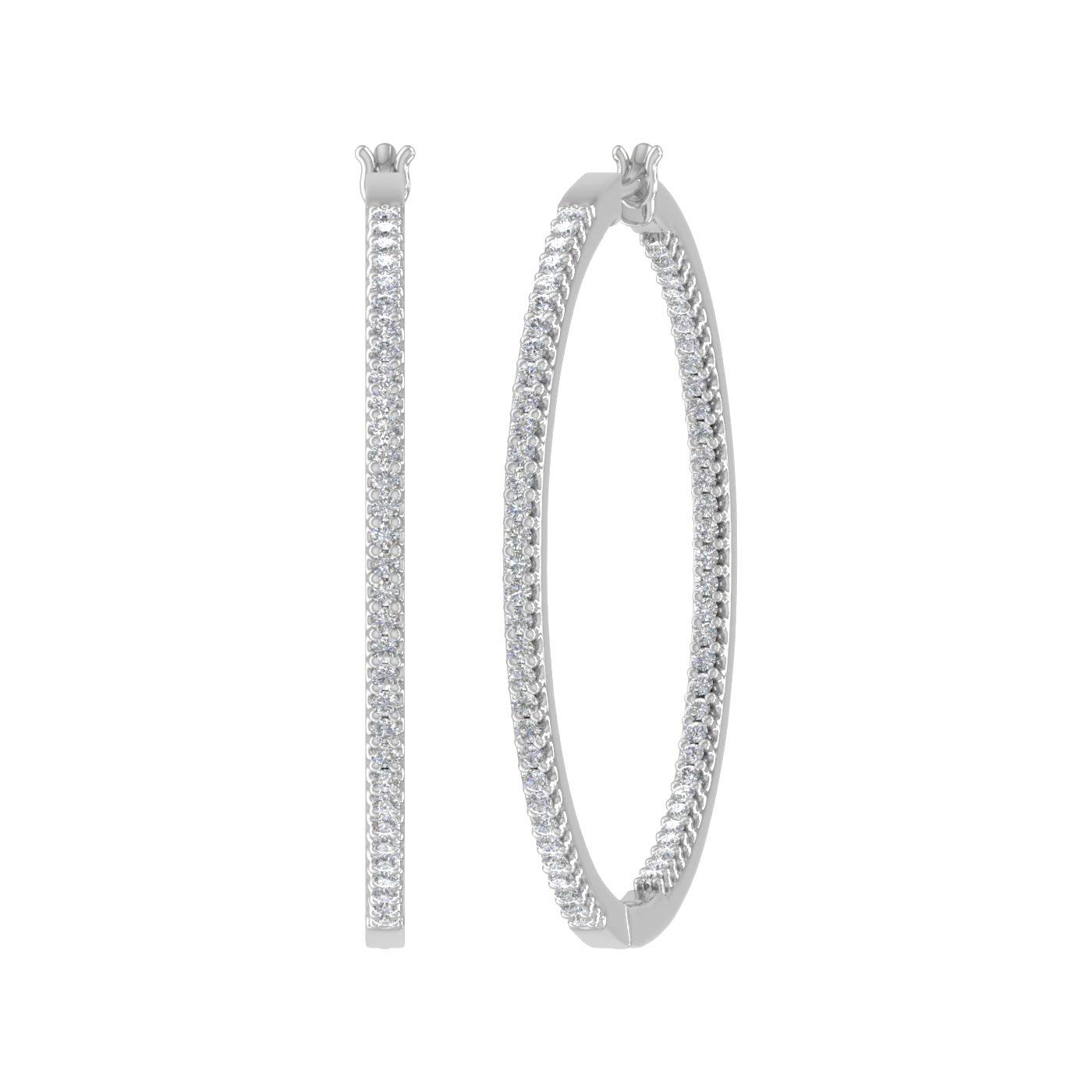 1 Carat Prong Set Diamond Inside-Out Hoop Earrings - 10K Gold or 950 Platinum - Perfect for Weddings, Anniversaries & Special Occasions
