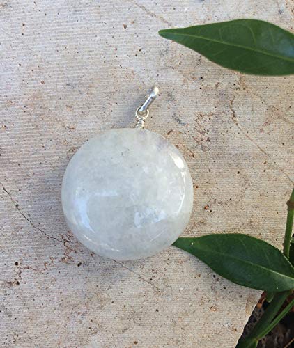 Natural Round Moonstone Silver Pendant Necklace - Tiny Boho Spiritual Jewelry Gift for Women - Perfect for Meditation, Yoga & Everyday Wear