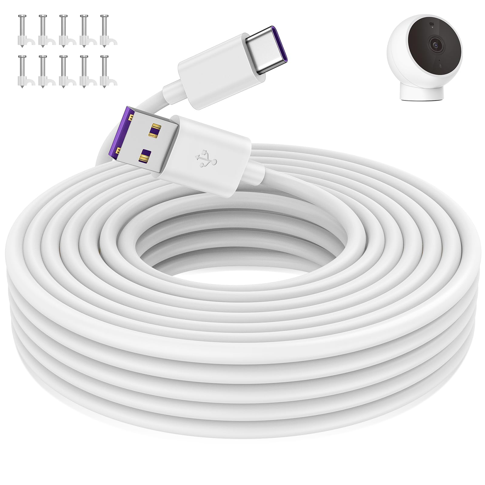 33ft/10M USB A to USB C Extension Cable for Security Cameras - Heavy Duty Power Charging Cord for Indoor/Outdoor CCTV Cameras (No Data Transfer/Phone Charging) - Perfect for Home Surveillance, Backyard Monitoring & Business Security Systems