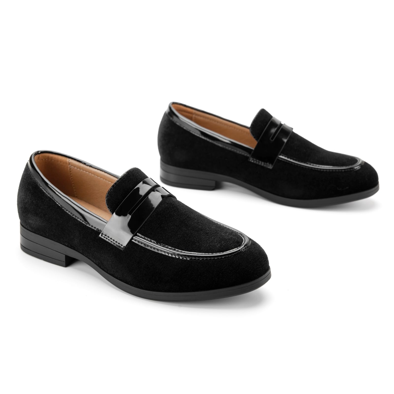 JITAI Velvet Boys Dress Shoes - Slip-On Loafers for Weddings, Parties & Formal Occasions - Comfortable Kids Dress Shoes for Special Events