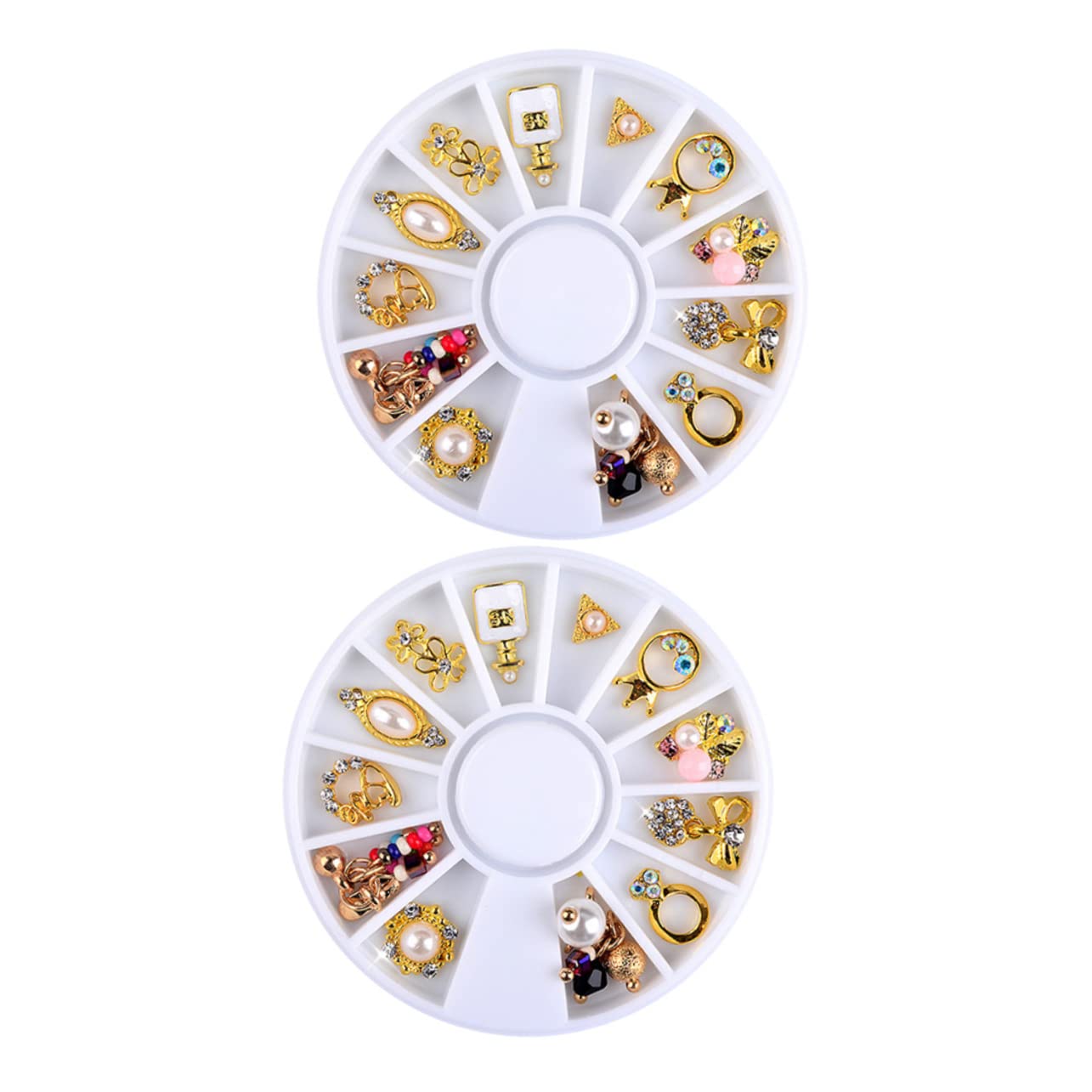 Warmhm 2 Sets 12pcs Rhinestone Nail Art Decorations - 3D Crystal Metal Studs for Nail Design, Jewelry & DIY Crafts | Perfect for Nail Salons, Home Manicures & Party Glam Looks