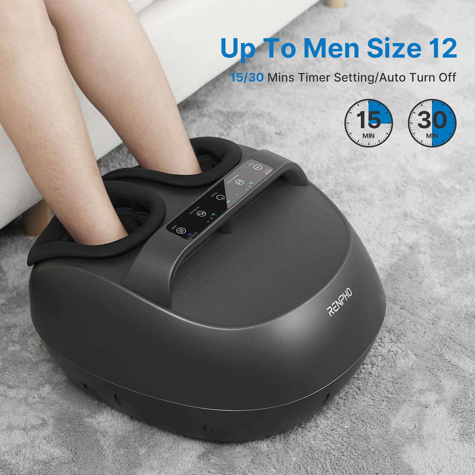 RENPHO Shiatsu Foot Massager with Heat & Remote Control - FSA HSA Eligible Electric Foot Massage Machine for Men & Women, Fits Up to Size 12 - Perfect for Home Relaxation, Pain Relief & Stress Relief After Work