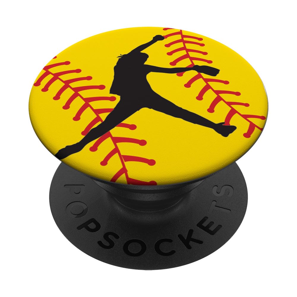 Softball Pitcher PopSockets PopGrip: Swappable Phone & Tablet Grip with Adhesive Backing - Perfect for Fans, Players, and Everyday Use