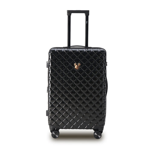 Disney Mickey Mouse 66cm Medium 4-Wheel Spinner Luggage - Black Carry-On Suitcase for Travel, Business Trips & Vacations