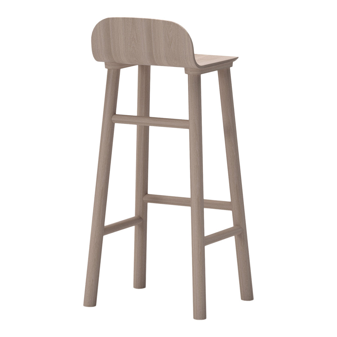 Beech Wood Barstool with Low Back - 75cm Height - Modern Kitchen & Bar Counter Stool for Home & Restaurant Use