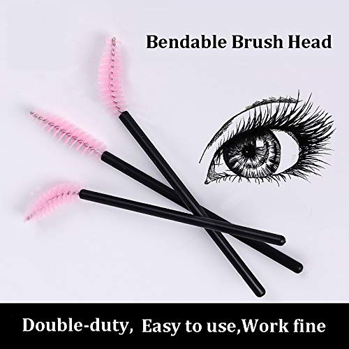 200 Disposable Eyelash Mascara Brushes - 4 Colors Bendable Spoolie Wands for Eyelash Extensions & Makeup Application - Perfect for Salon Professionals, DIY Lash Artists & Home Use (Pink)