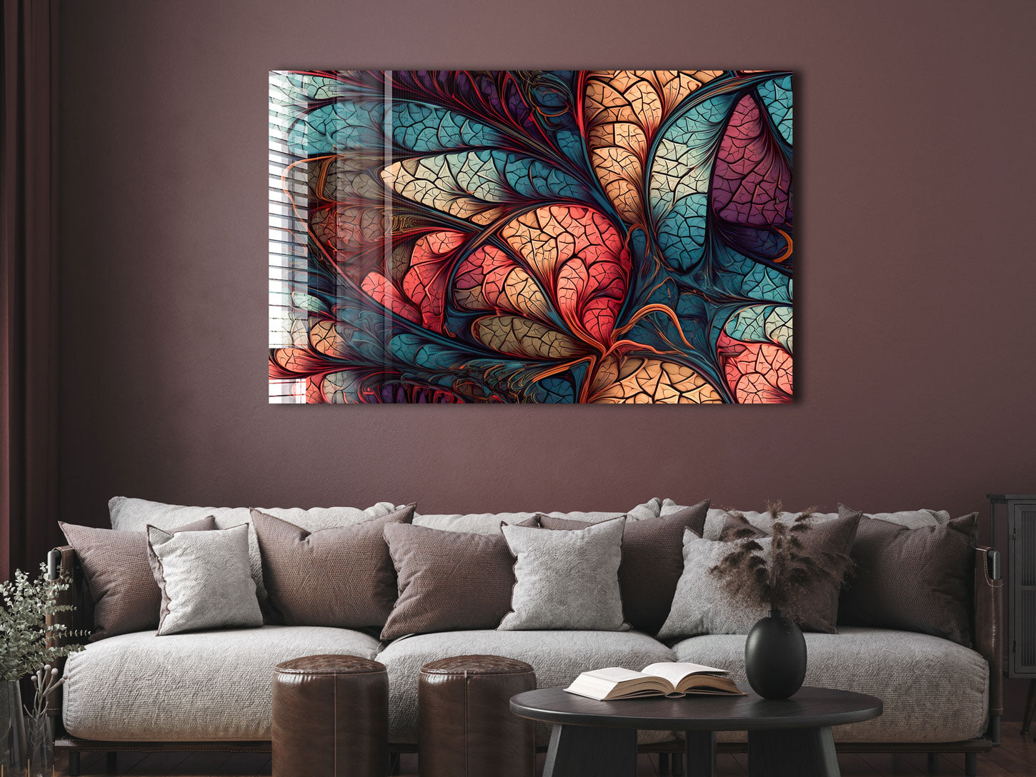 Red & Blue Floral Abstract Print - Modern Wall Art Decor for Living Room, Bedroom & Office | Perfect for Home & Office Decor