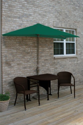 5-Piece Terrace Mates Half-Oval Outdoor Wicker Furniture Set 9' - Green SolarVista/Java, Perfect for Patio, Garden, and Poolside Relaxation