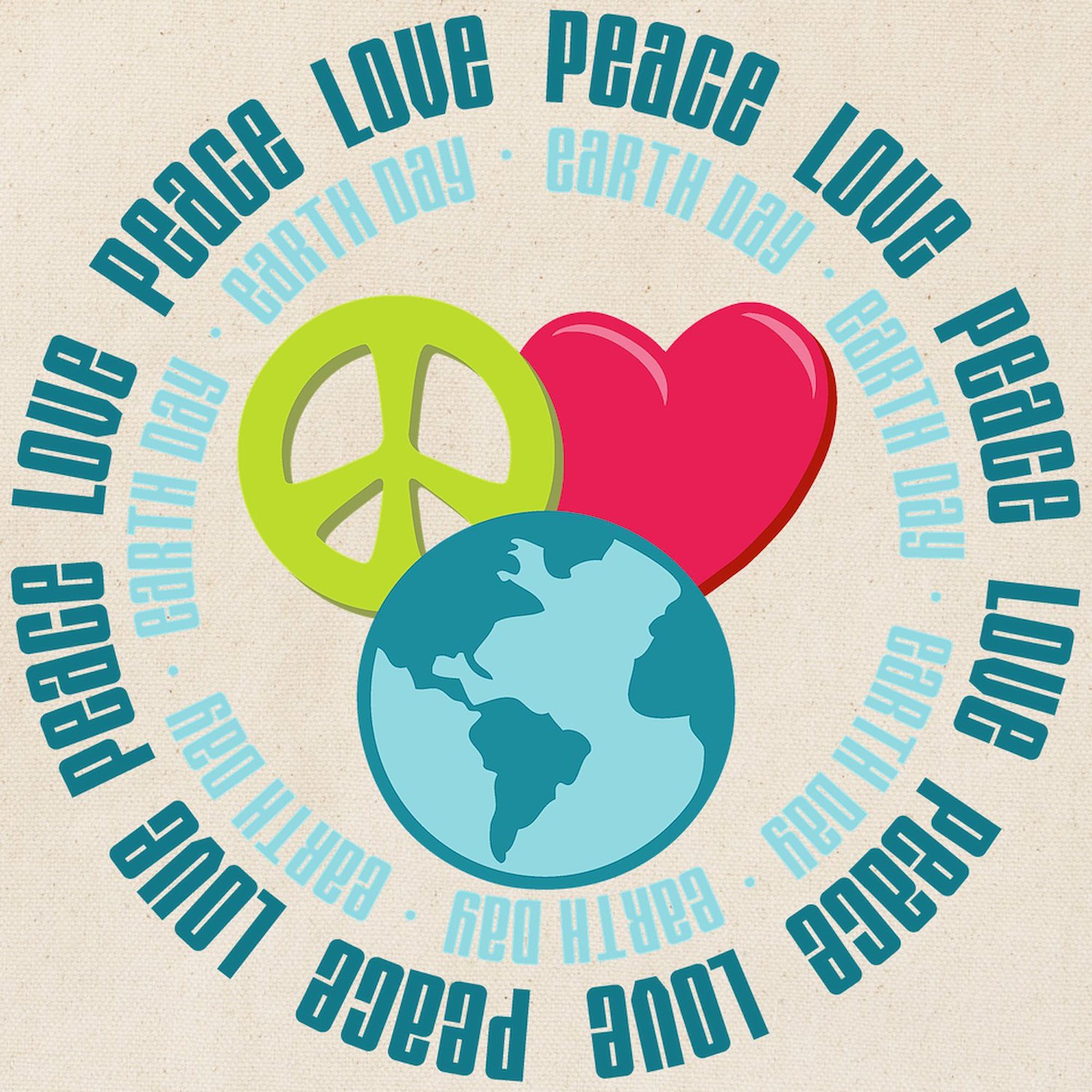 Eco-Friendly Peace Love Earth Day Tote Bag - Natural Canvas Reusable Shopping Bag for Groceries, Beach & Daily Use