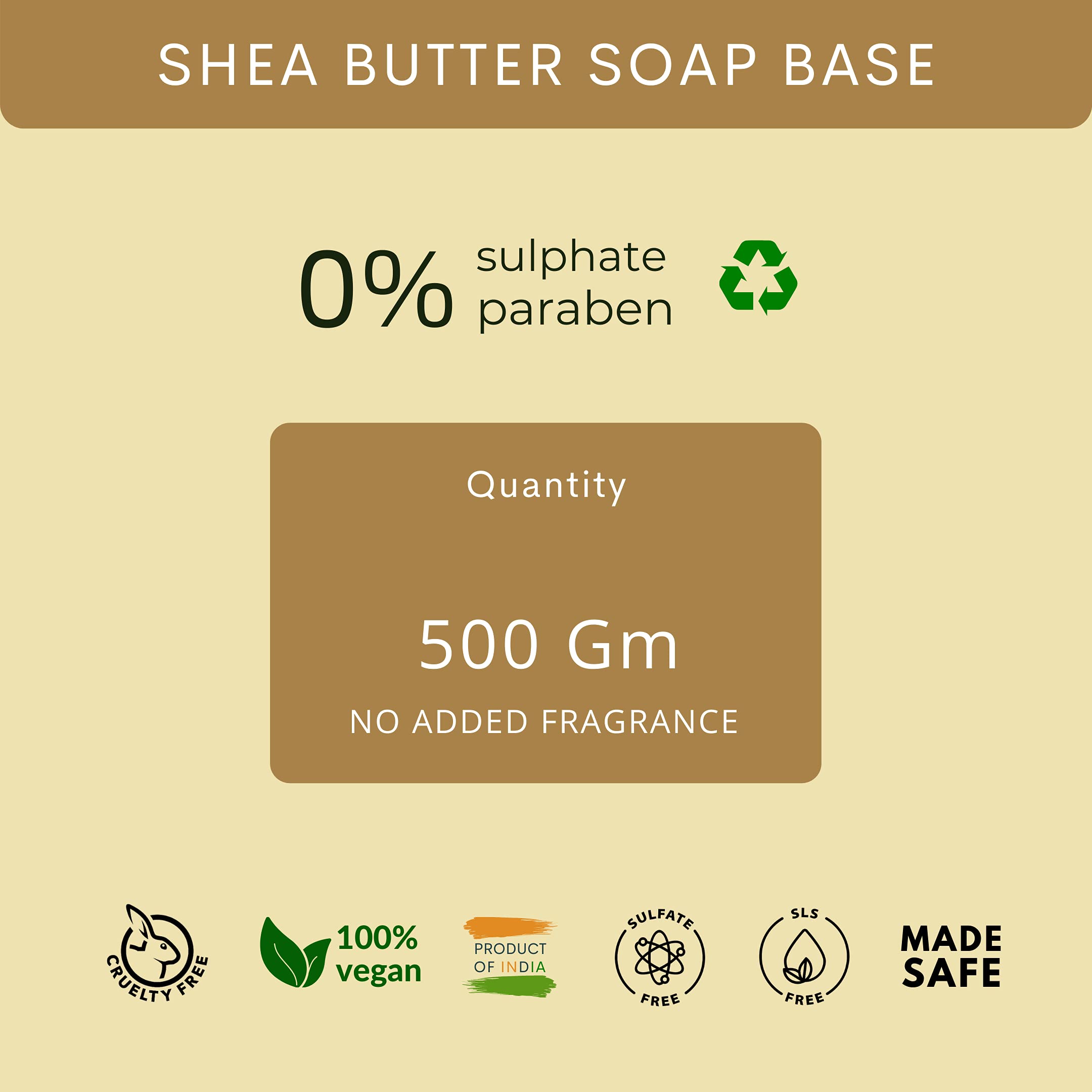 VEDANUM Shea Butter Soap Base with Milk Cream - 500g Sulfate & Paraben Free Melt and Pour Soap Base for Smooth Skin | DIY Handmade Soap Making, Bath & Body Care, Gift for Skincare Lovers