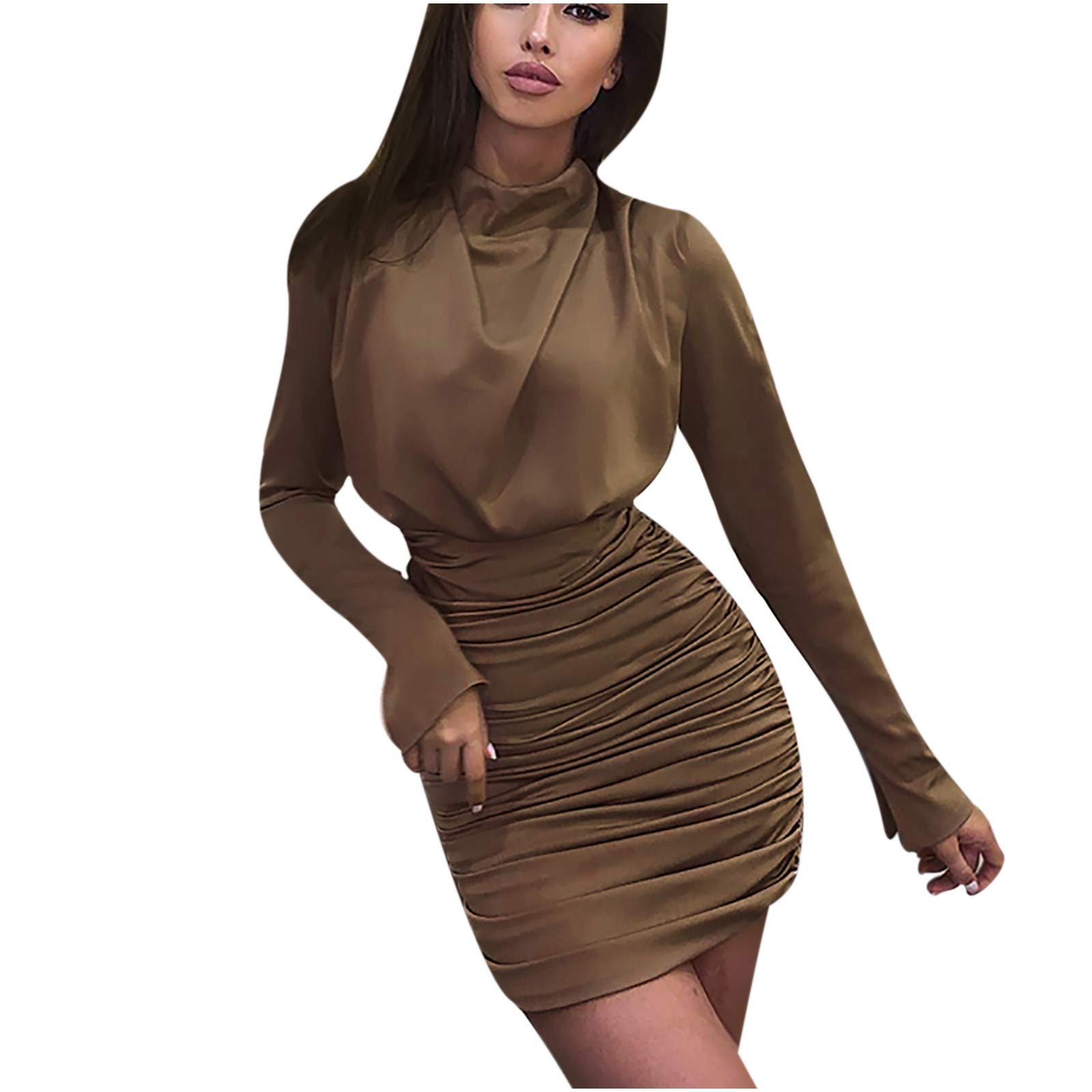 Elegant Women's High Neck Sexy Mini Dress for Wedding Guest - Slim Waist Tunic Dress for Ladies | Perfect for Cocktail Parties, Date Nights & Formal Events