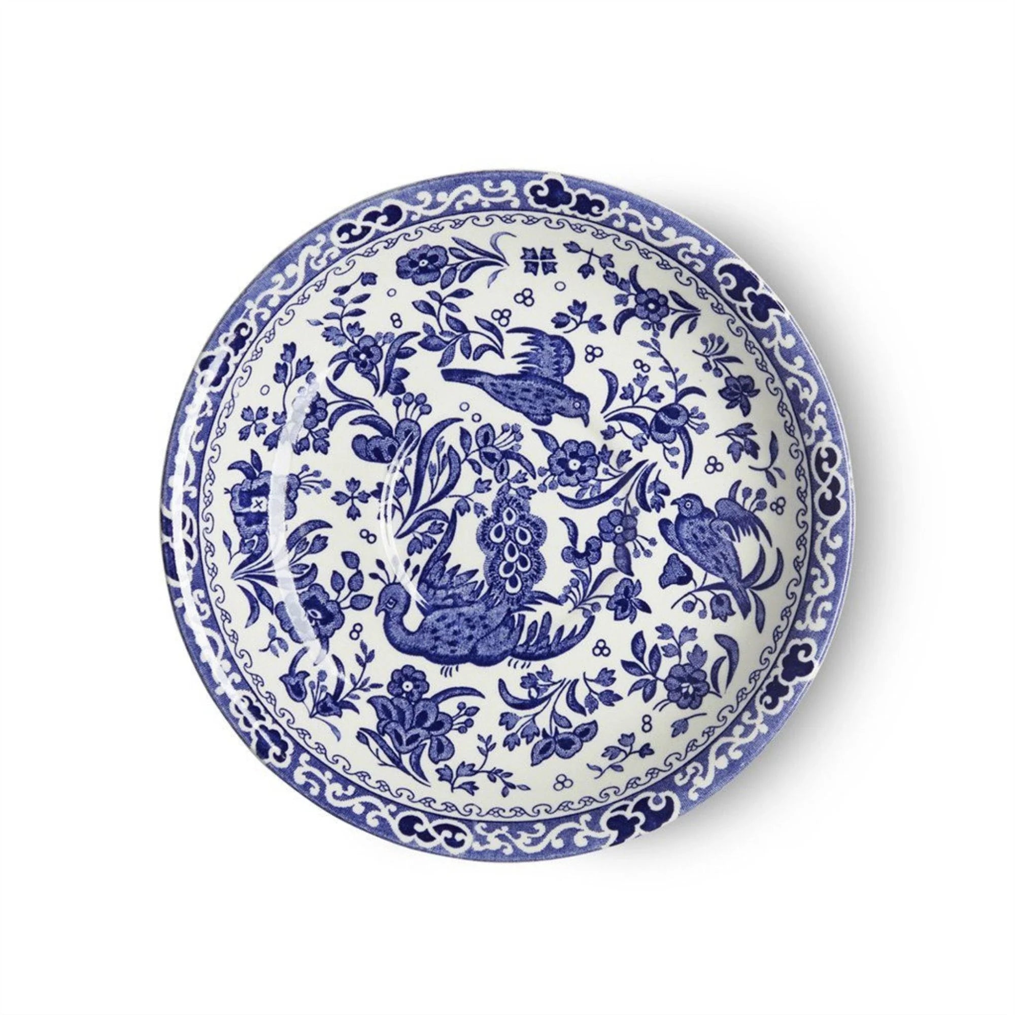Blue Regal Peacock Breakfast Saucer - Elegant Porcelain Appetizer Plate for Tea Parties, Bridal Showers & Home Decor | Dishwasher Safe