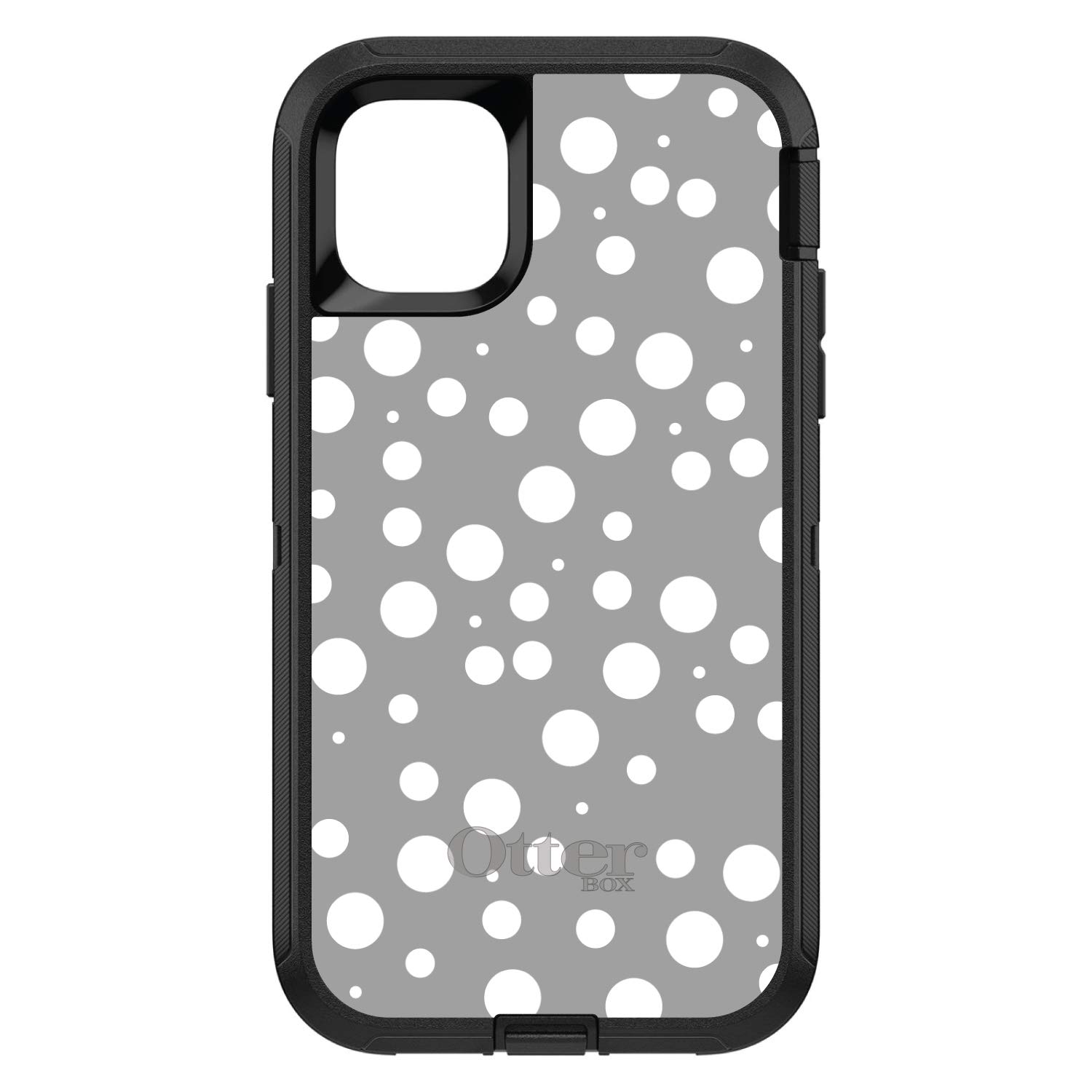 DistinctInk iPhone 11 Pro MAX Case (6.5 Inch) - Shockproof Protective Phone Cover with Polka Dot Design - Grey & White Bubble Pattern - Replacement for OtterBox Defender - Perfect for Everyday Use, Travel & Outdoor Activities