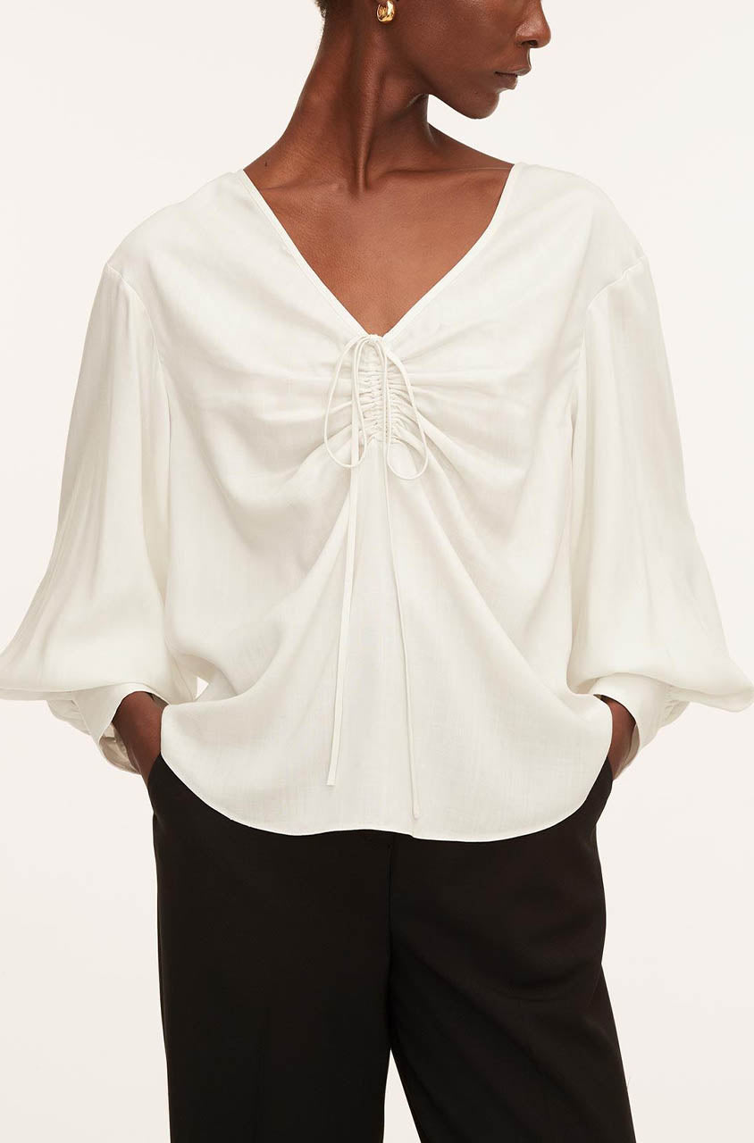 Elegant Women's Drawstring Long Sleeve Blouse - Flowy Casual Tunic Top for Work, Date Night & Everyday Wear