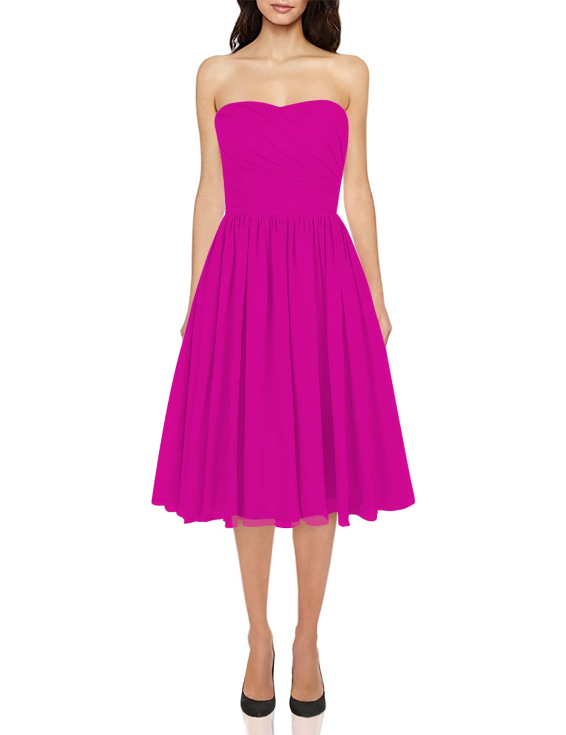JAEDEN Short Chiffon Strapless Bridesmaid Dresses - Elegant Wedding Guest & Prom Dresses for Bridal Party, Formal Events & Special Occasions