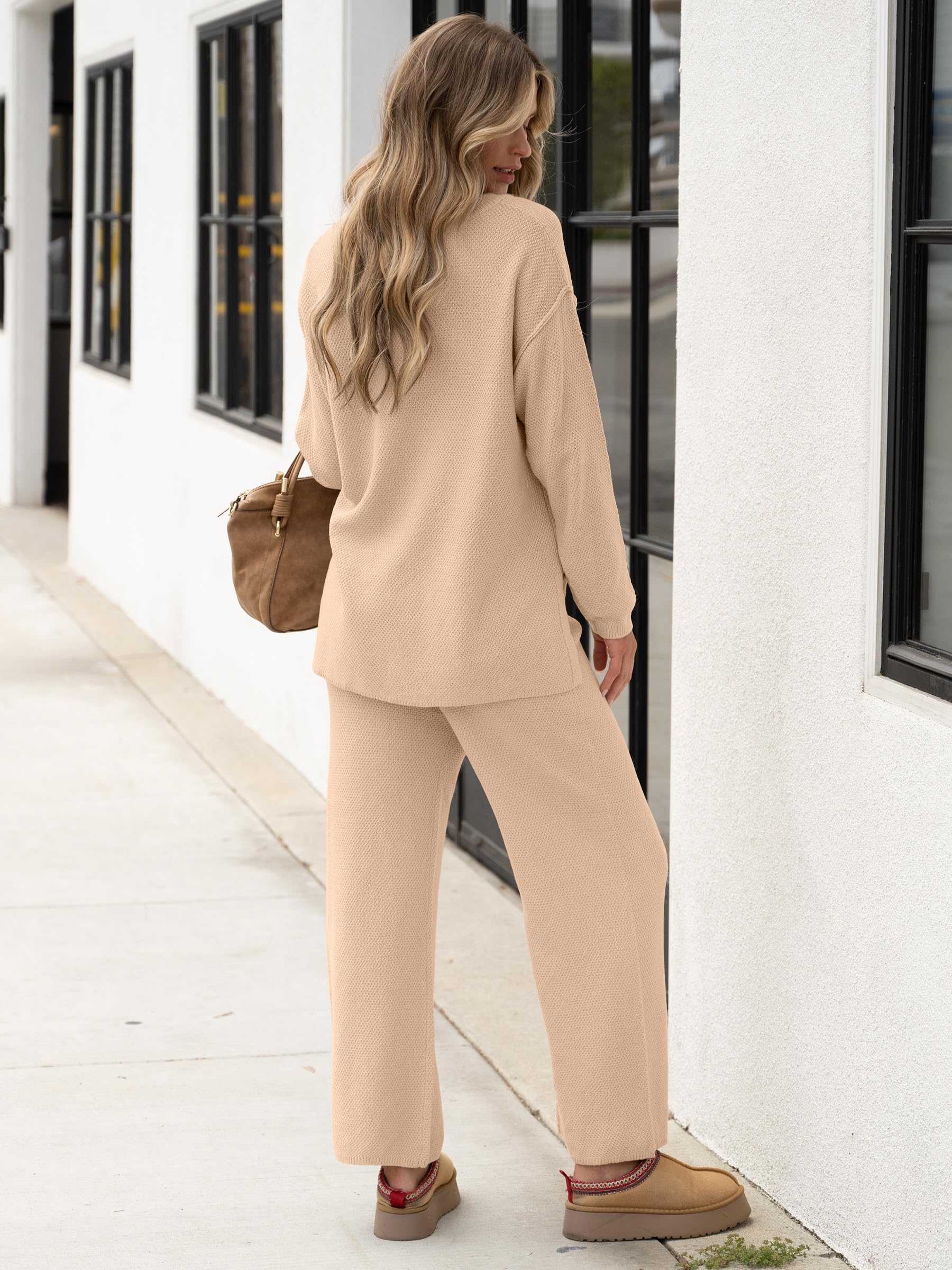 ANRABESS Women's 2-Piece Oversized Knit Loungewear Set - Loose Slouchy Sweater & Pants Comfy Lounge Outfit | Fall Winter 2023 Trendy Matching Sets | Perfect for Home Relaxation, Coffee Dates & Casual Outings