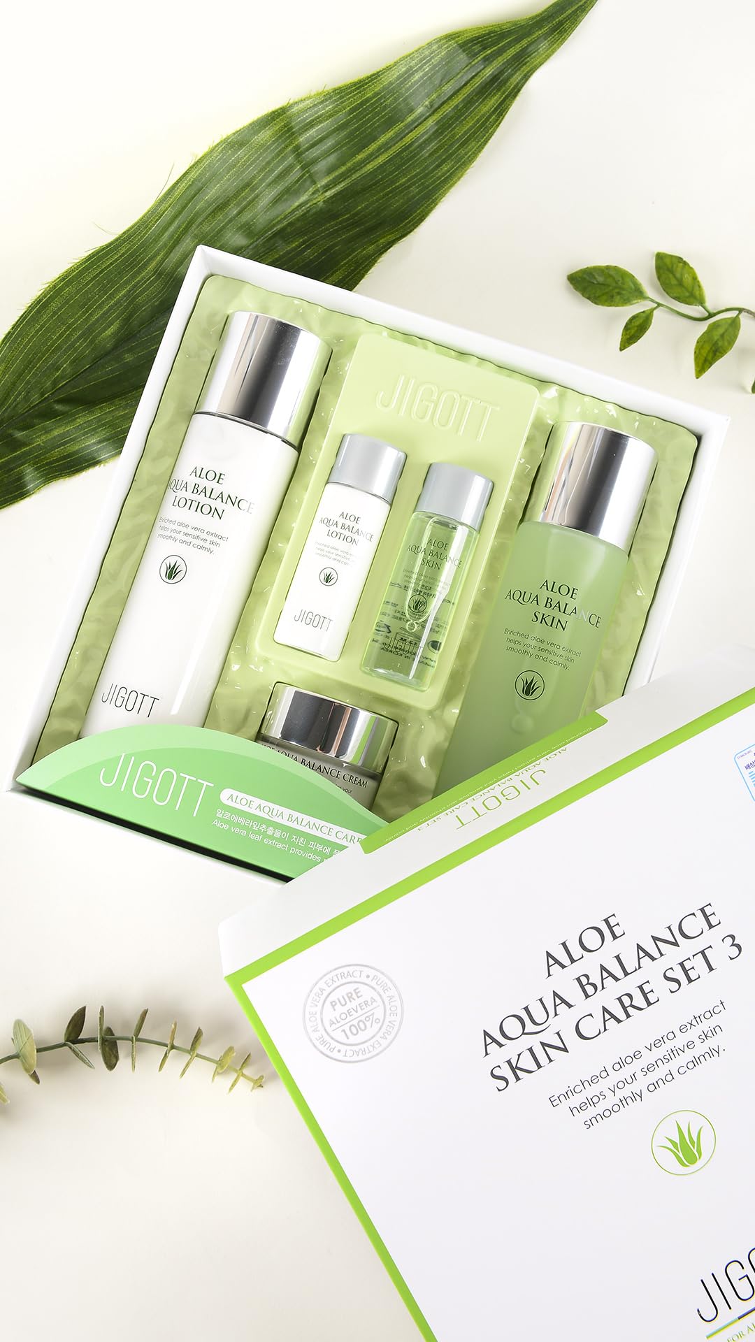 Aloe Aqua Balance Skincare Set - 150ml Toner, 150ml Lotion, 50ml Cream for Hydration