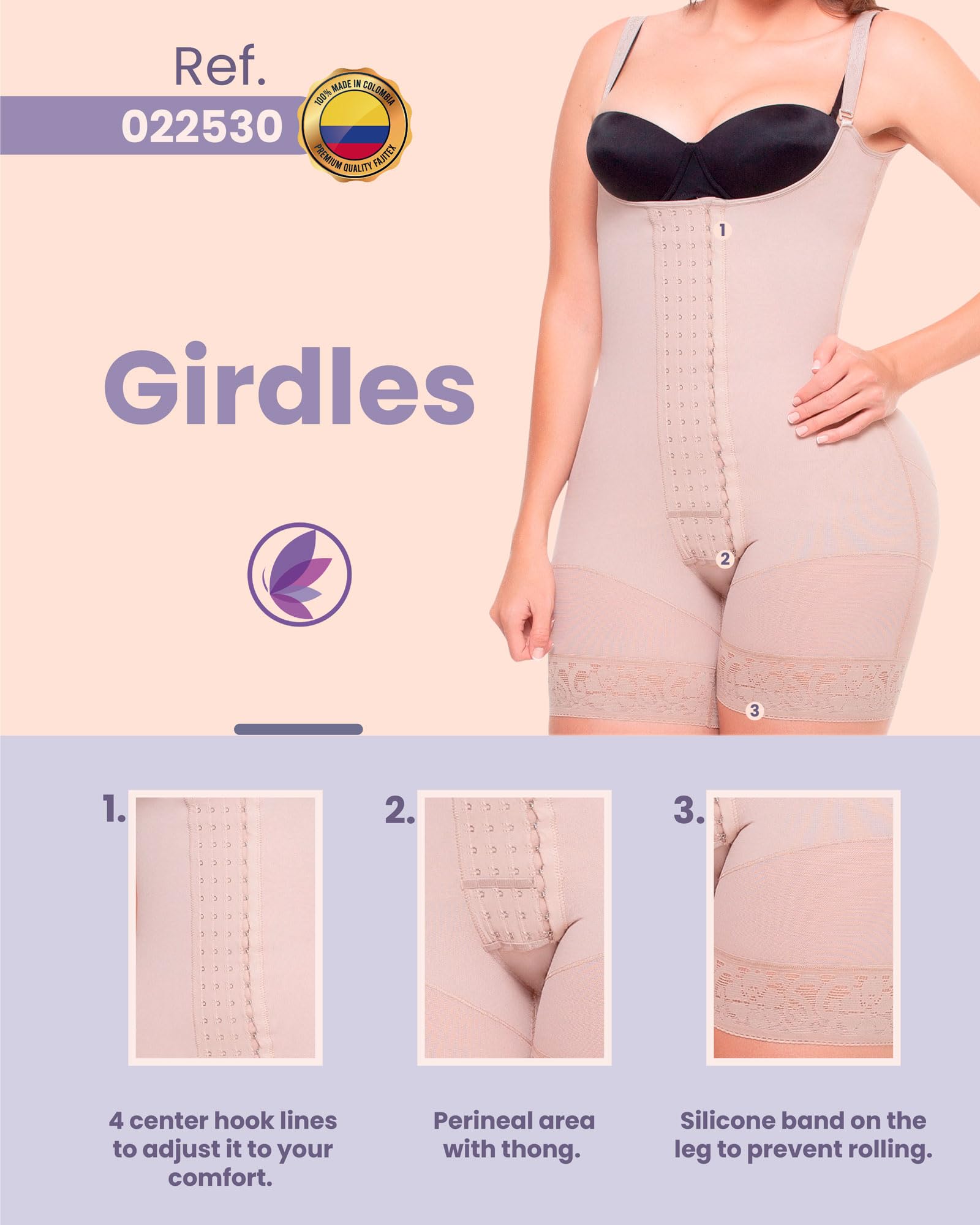 Colombian High Compression Shapewear Fajas - Butt Lifting BBL Faja 022530 for Body Contouring & Waist Training | Perfect for Postpartum Recovery, Workouts & Special Occasions