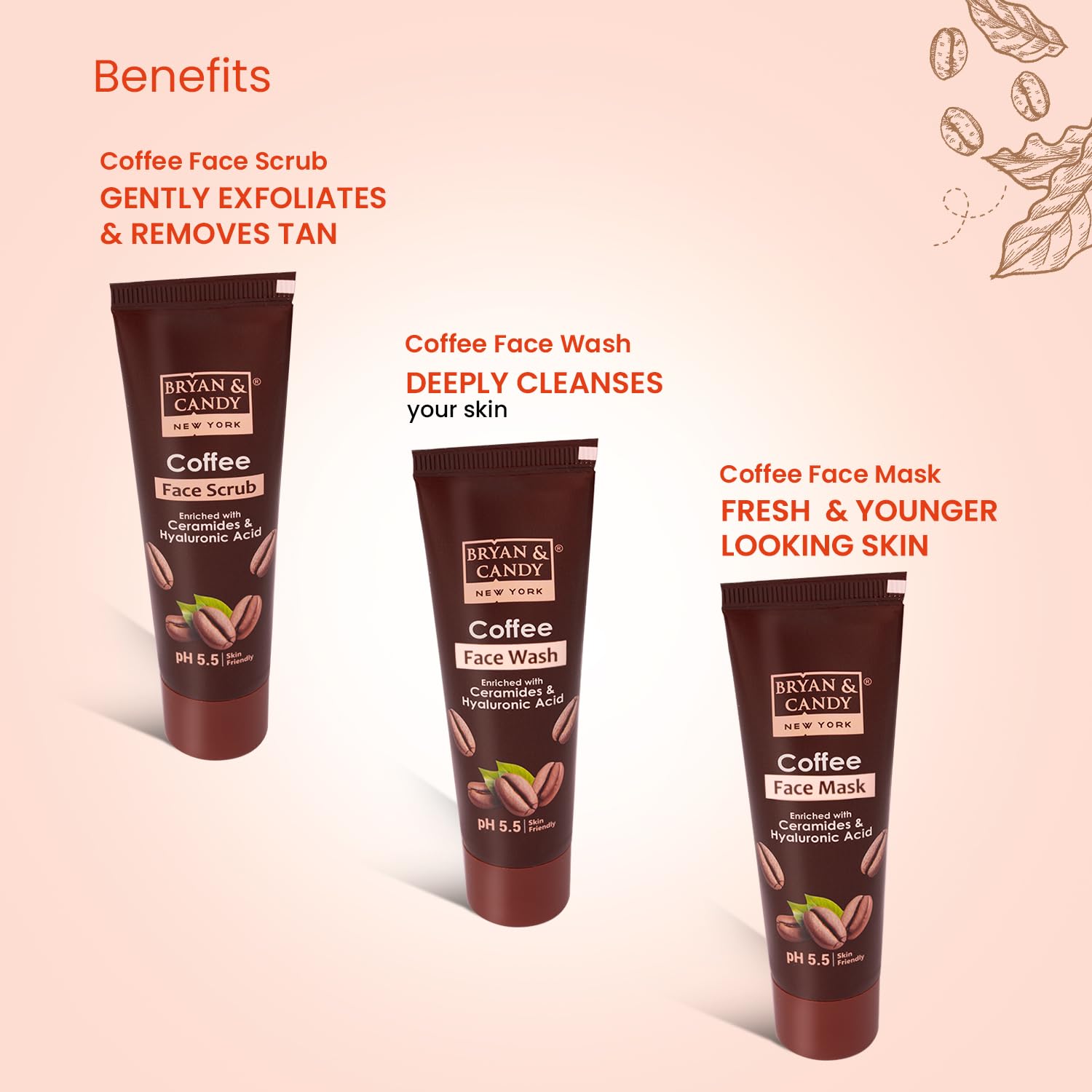 Bryan & Candy Coffee Bath Kit - Vegan & pH 5.5 Balanced Gift Set for Women & Men | Includes Choco Body Butter, Face Wash, Scrub, Mask & Shower Gel | SLS & Paraben-Free Skincare | Perfect for Spa Day, Birthday & Anniversary Gifts