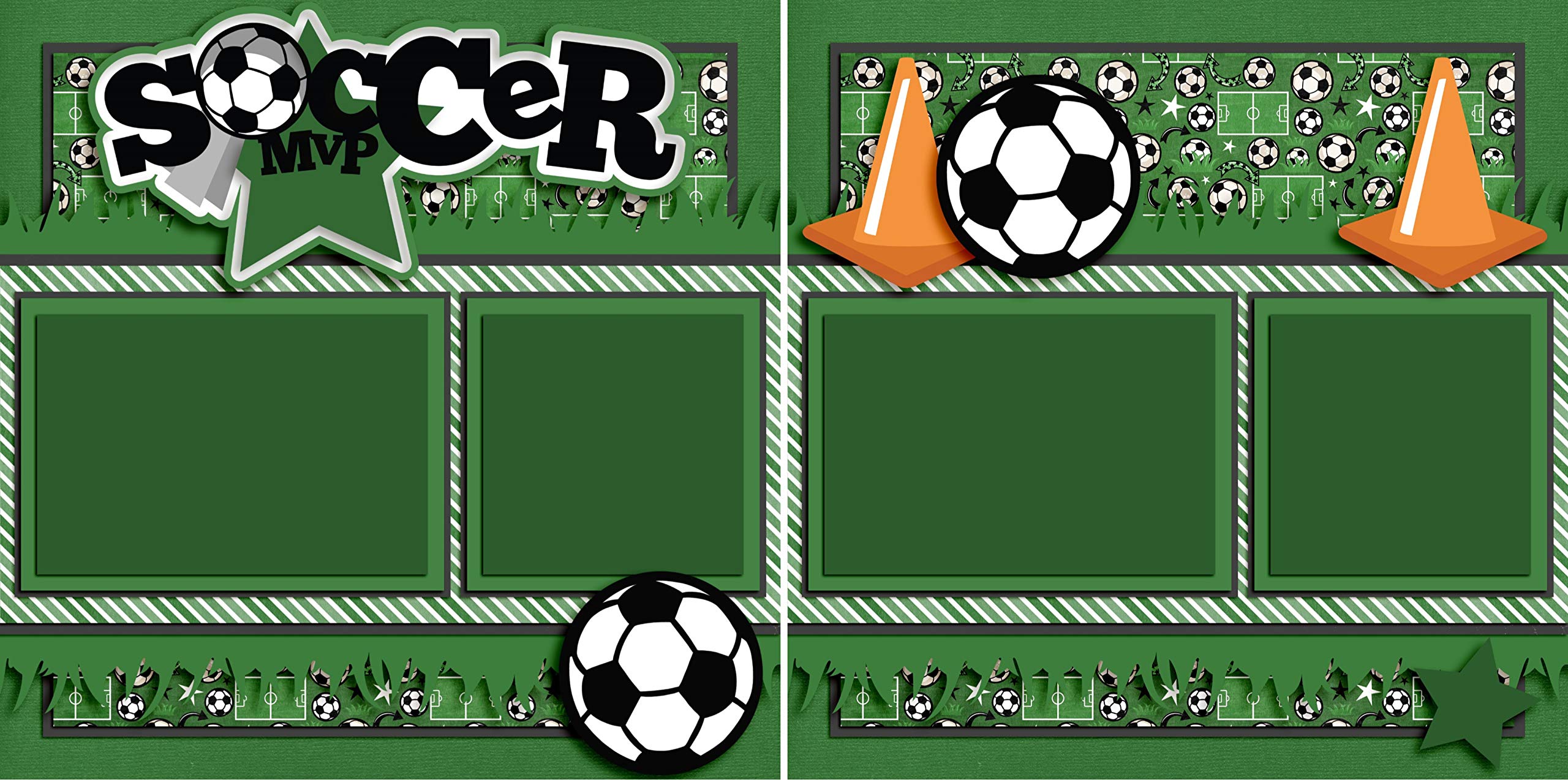 Creative Soccer Scrapbook Kit - 5 Double Page Layouts for Sports Memories & Team Albums | Perfect for Soccer Fans, Coaches, and Player Gifts
