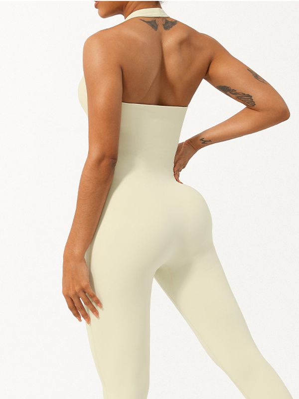 ZASUWA Women's Sexy U Neck Halter Scrunch Butt Lifting Jumpsuit - Perfect for Beach Party, Club Night & Summer Vacation