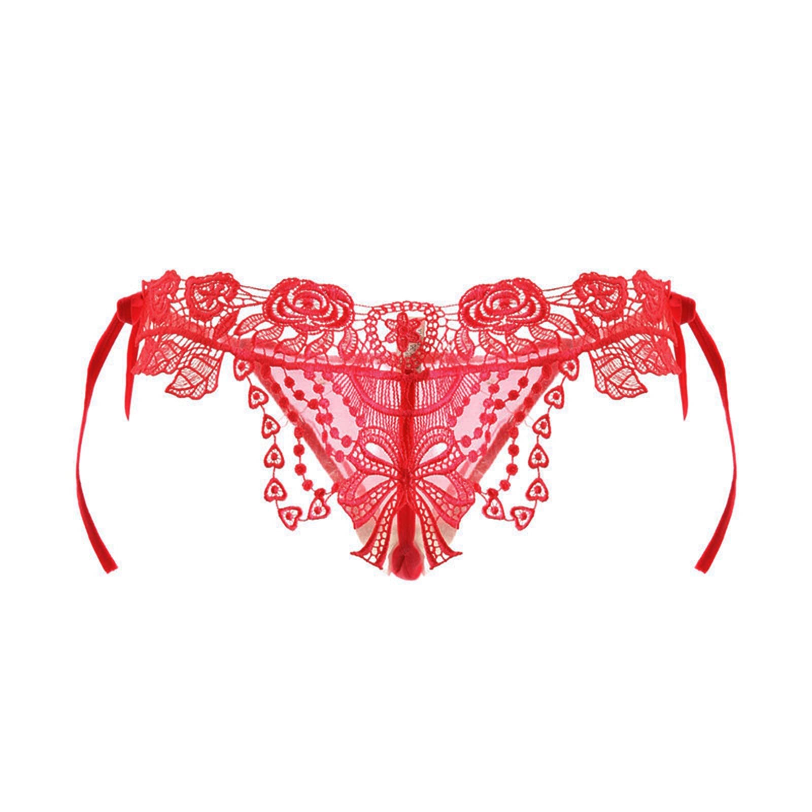 Sexy Lace Up Thong Panties for Women - Transparent Lace T-Back Underwear - Comfortable Cotton Panties - Black - Perfect for Date Night, Boudoir Photography & Sensual Occasions