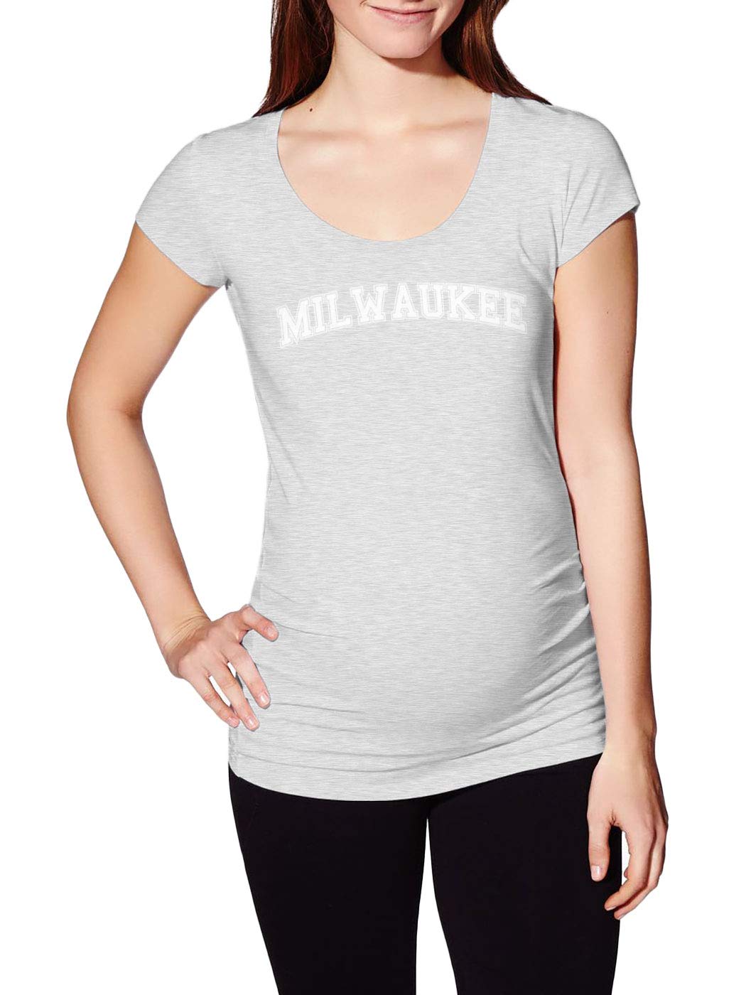 Milwaukee State Proud Strong Side Ruched Maternity T-Shirt - Comfortable Pregnancy Tee for Wisconsin Moms | Perfect for Casual Wear, Baby Showers & Maternity Photos
