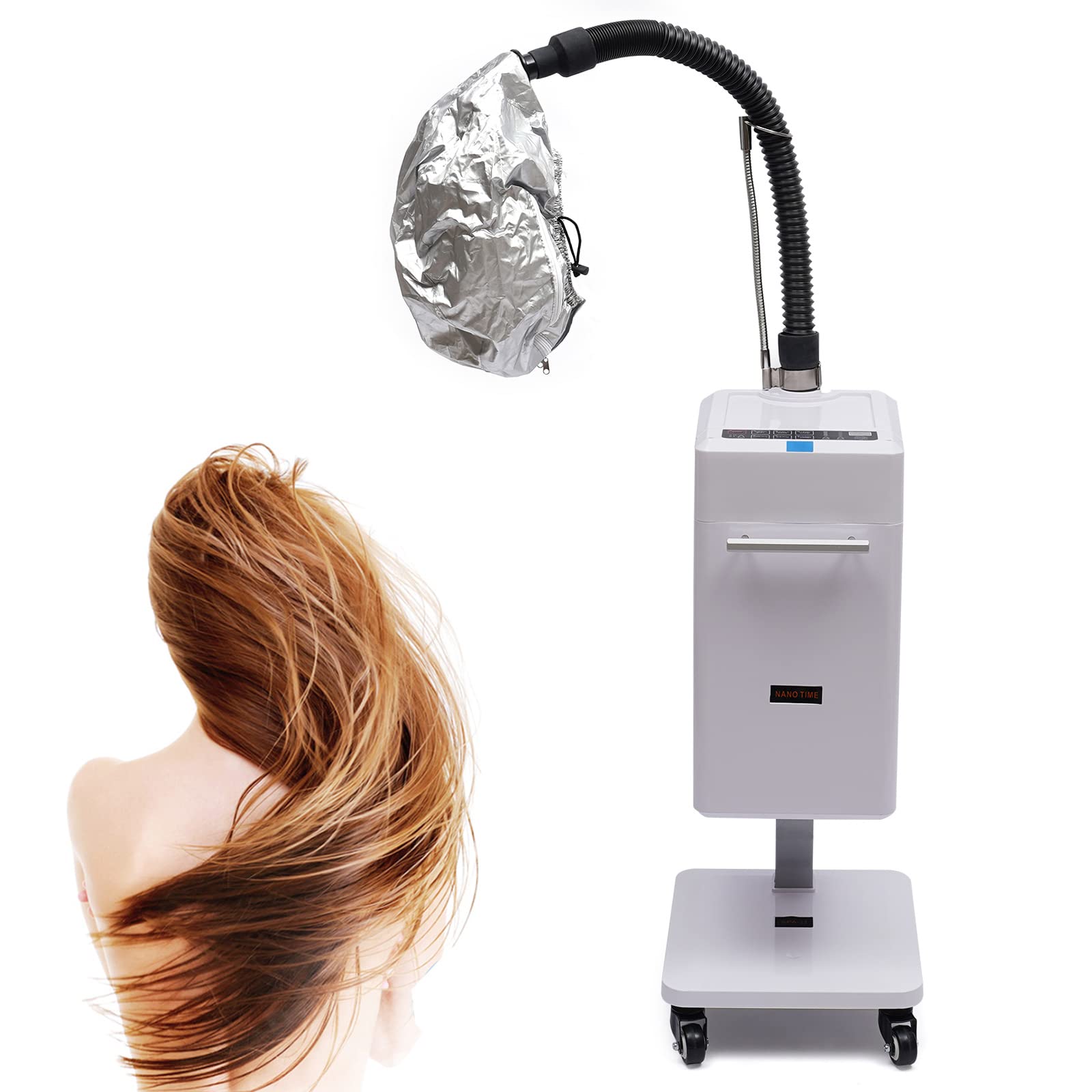 Professional Ionic Hooded Hair Dryer with Rolling Wheels - Salon-Grade Soft Bonnet Dryer for Home & Salon Use - Perfect for Deep Conditioning, Curly Hair & Salon Styling