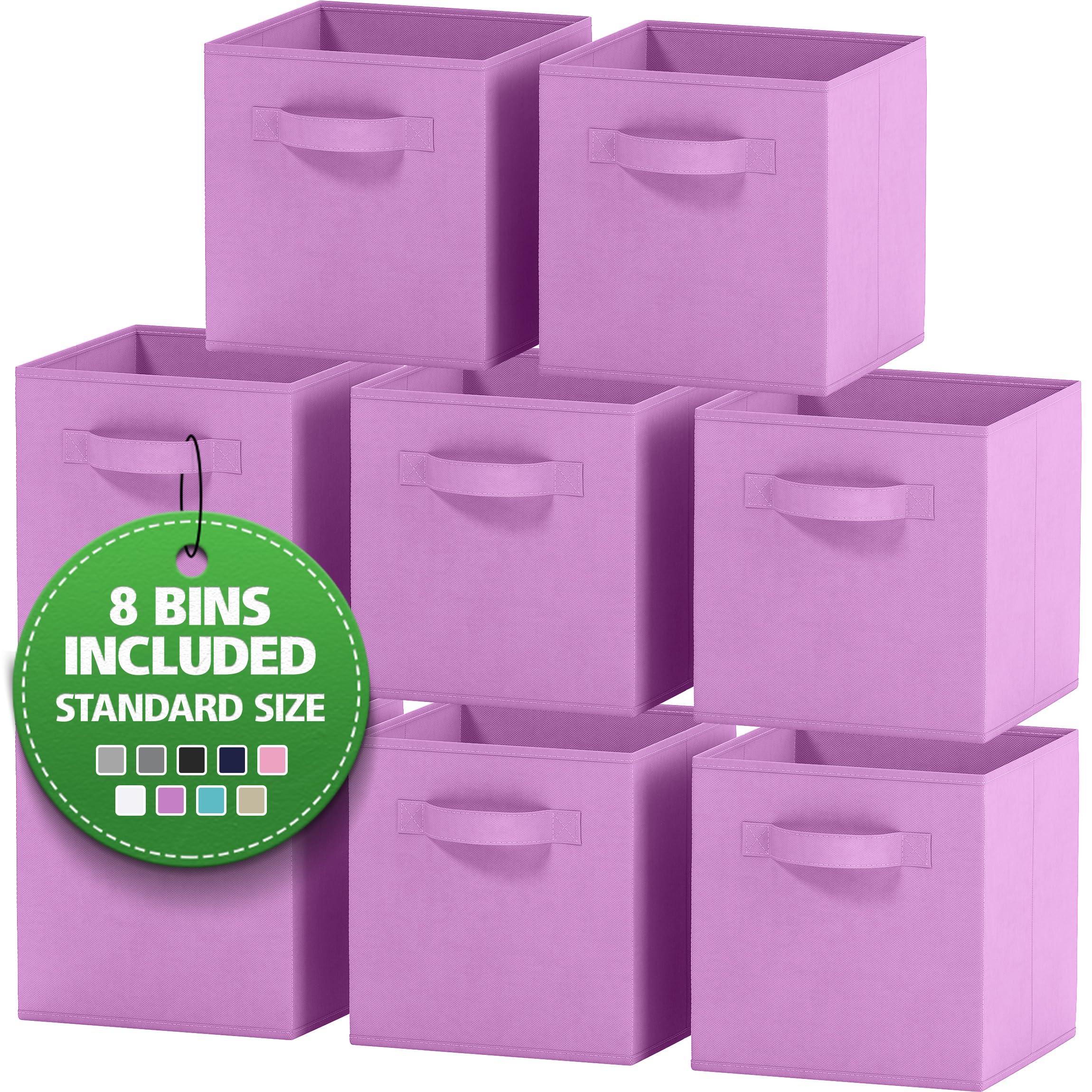 8-Pack Heavy Duty Purple Fabric Storage Cubes for Cube Organizer - 11 Inch Closet & Shelf Organizer Bins - Perfect for Clothes, Toys, Books & Home Organization in Bedroom, Closet or Nursery