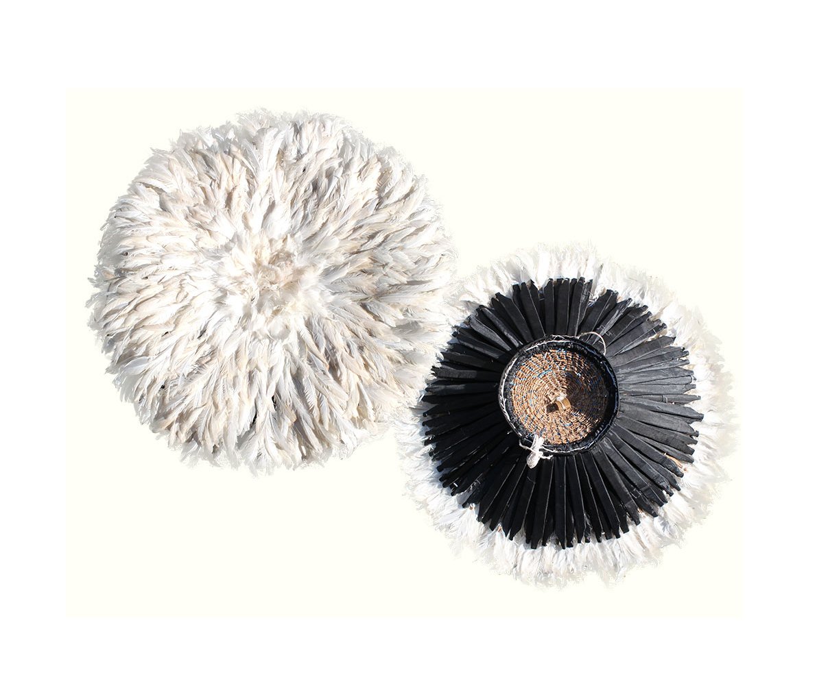 Juju Ceremonial Headdress - White Feather & Raffia Round Headdress, 30 Inch Diameter for Tribal Ceremonies, Home Decor, and Birthday Parties | Perfect for Cultural Events, Wall Decor, and Themed Celebrations