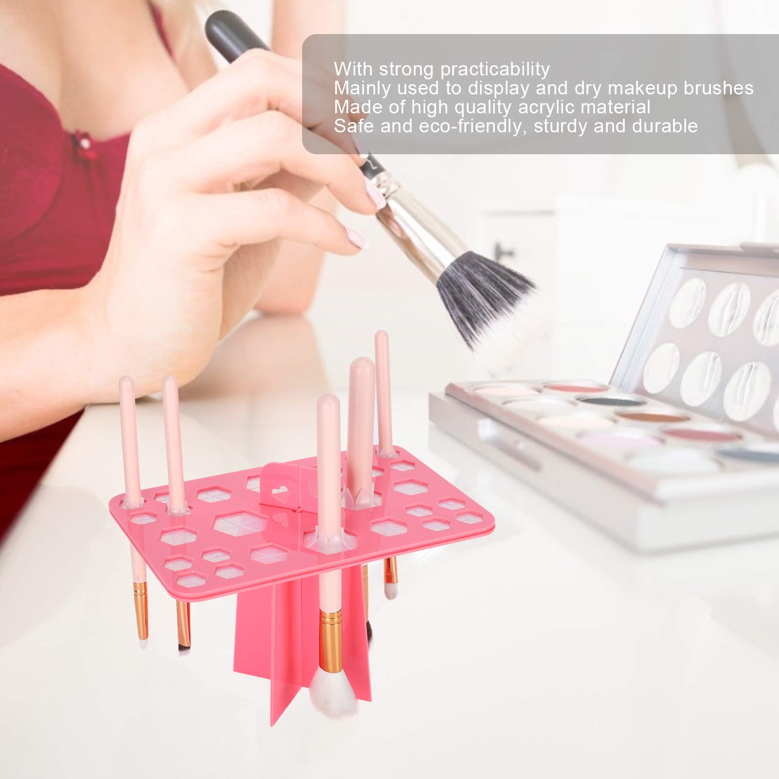 26 Hole Makeup Brush Drying Rack Organizer - Cosmetic Brush Display Stand & Storage Shelf for Professional Makeup Brushes | Perfect for Salon, Home Vanity & Travel Makeup Kit Organization