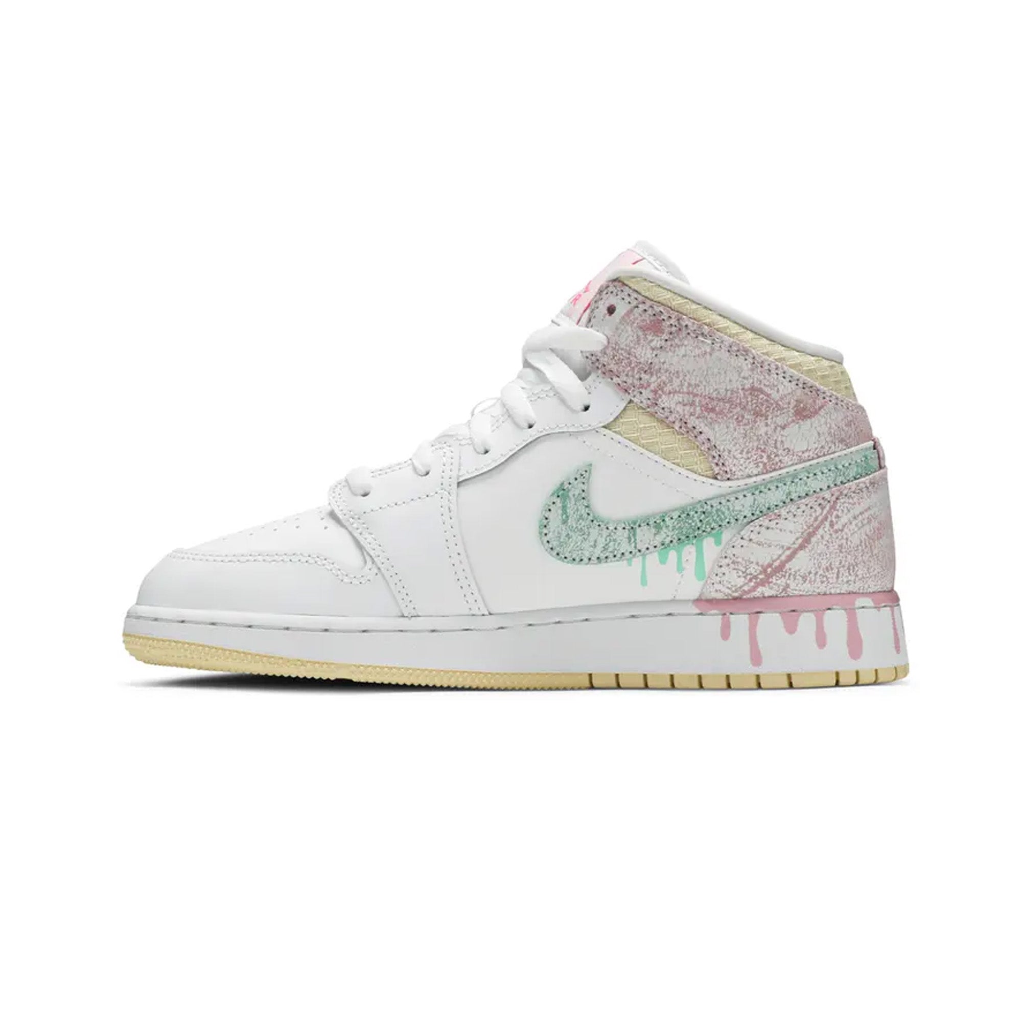 Air Jordan 1 Mid 'Paint Drip' GS Basketball Shoes for Girls - Stylish Sneakers for School, Sports & Street Fashion