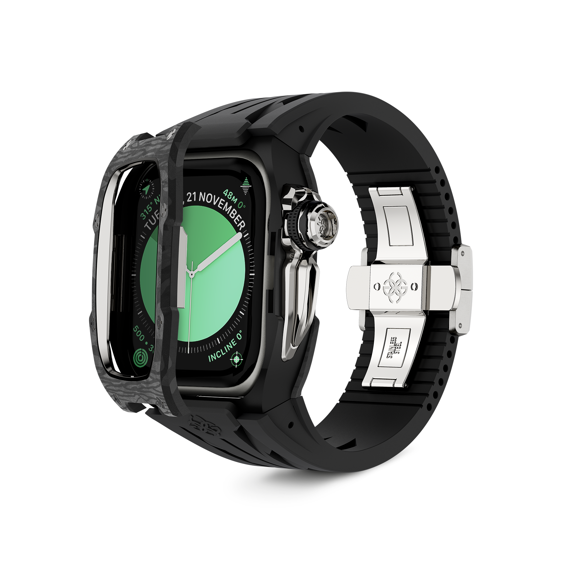 Apple Watch Case - Silver Carbon Fiber Protective Cover for Apple Watch Series 6/5/4/SE (42mm/44mm) | Slim & Durable Design | Perfect for Gym, Running & Outdoor Activities