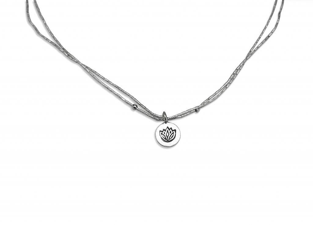Lotus Double Strand Silver Necklace for Women - Adjustable 24 Inch Yoga Jewelry, Spiritual Gift for Yoga Lovers - Perfect for Meditation, Yoga Practice & Boho Fashion Accessories