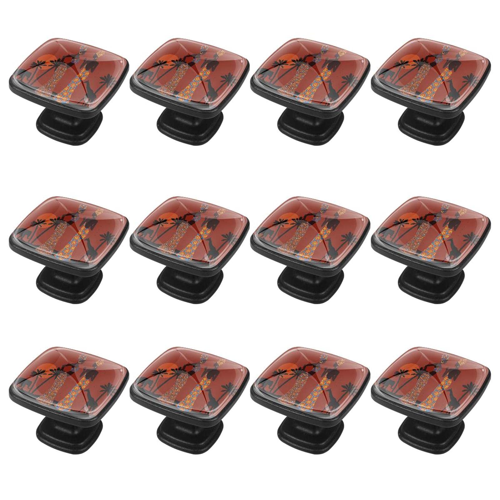 12Pcs African Tribal Woman Cabinet Handles & Drawer Knobs - Vintage Dresser Pulls for Kitchen Cabinets, Bathroom Vanity & Furniture Hardware (Black Finish) - Perfect for Boho, Farmhouse & Eclectic Home Decor