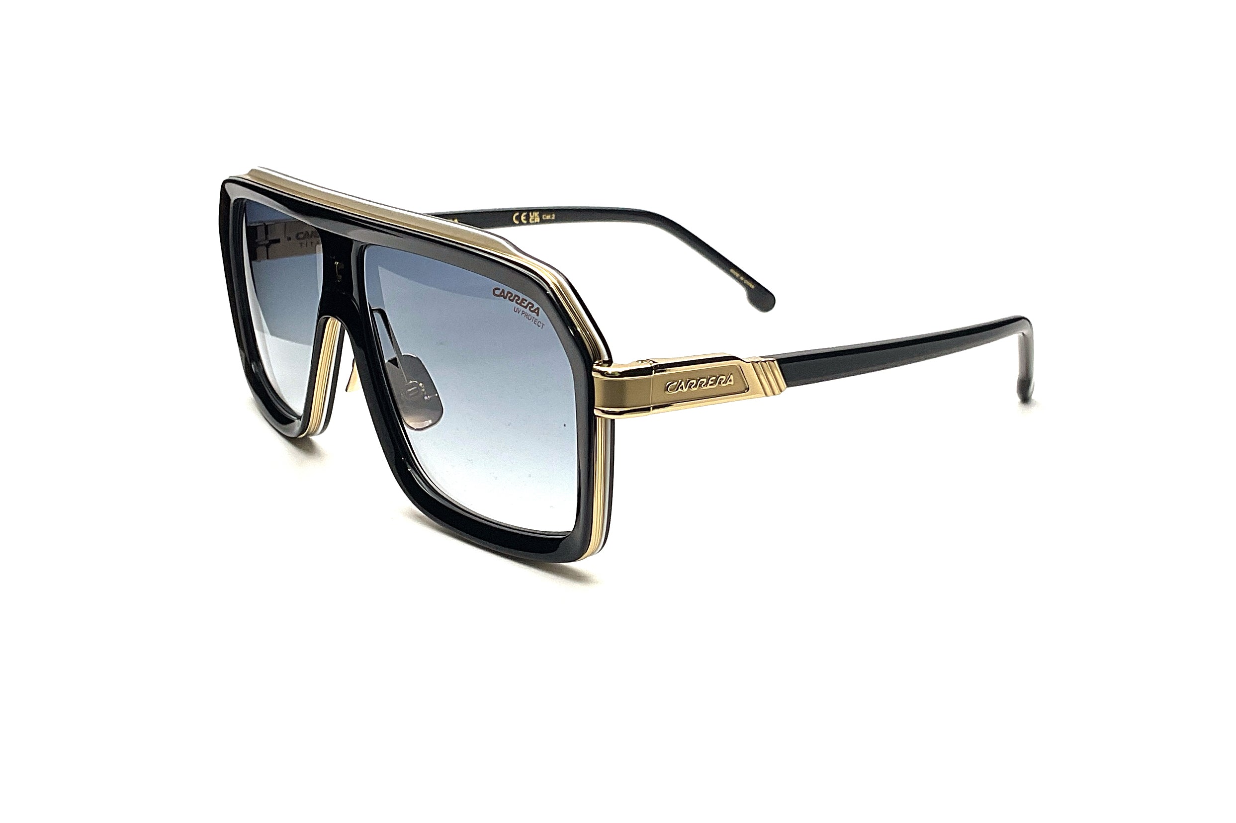 Carrera CA 1053 Sunglasses - Black & White Aviator Style for Men & Women - Perfect for Driving, Outdoor Sports & Fashion Accessories