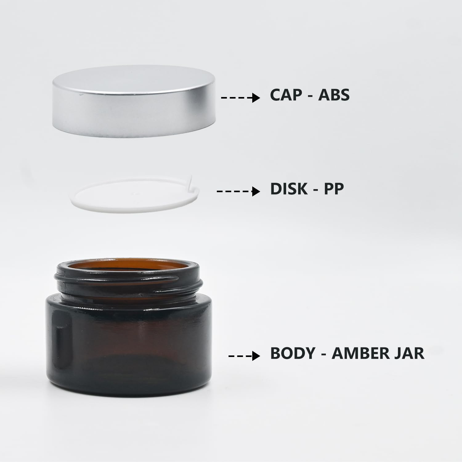 Happy Packaging 30Gm Amber Round Empty Glass Cosmetic Cream Jars with Silver Matte Cap & White Inner Lids - Ideal for DIY Creams, Balms, Face Scrubs, Body Butter & Skincare Products (Pack of 3) | Perfect for Home Spa, Beauty Salon & Handmade Cosmetics Business