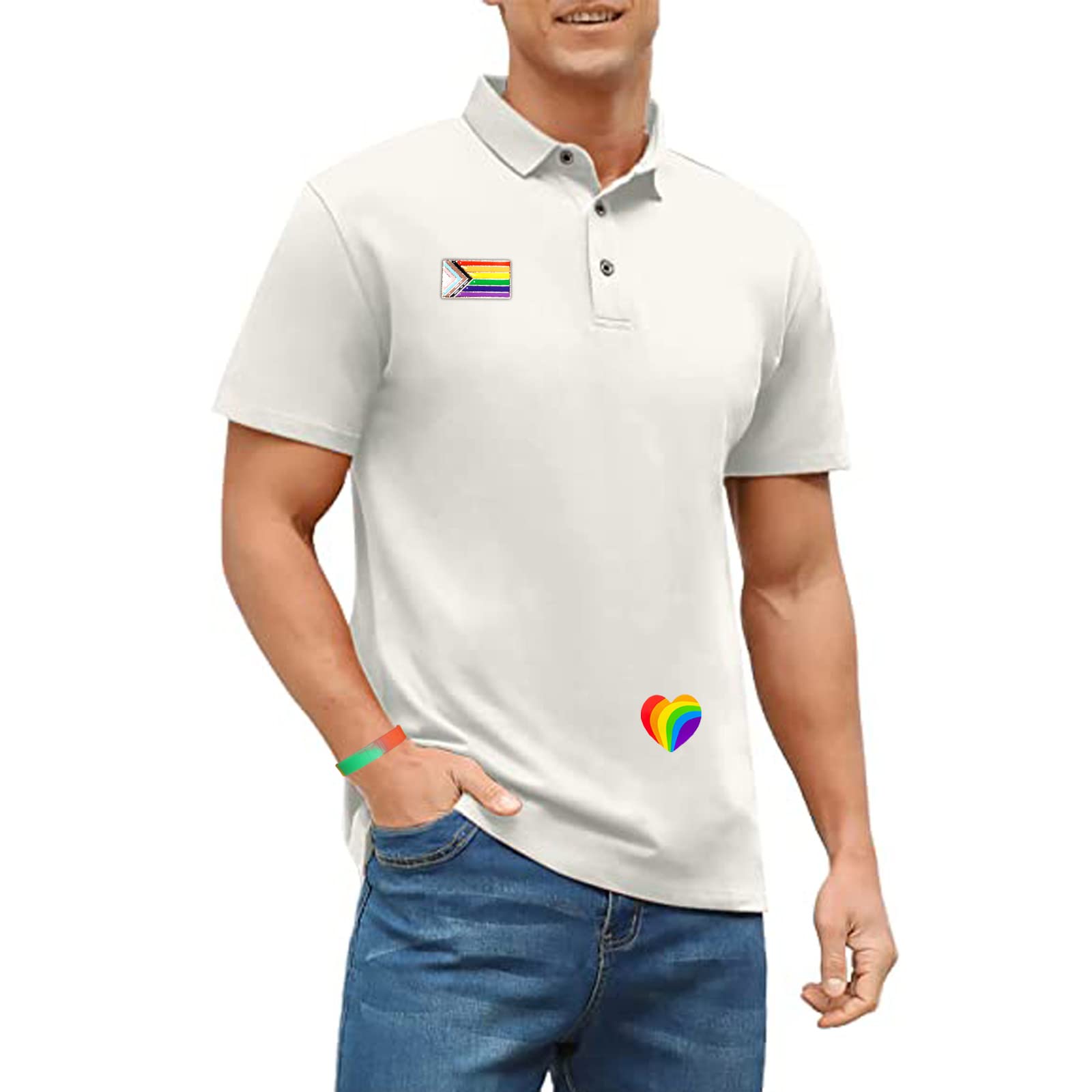 Rainbow Pride Flag Set - LGBT Accessories Kit with Handheld Flags, Wristbands, Stickers & Pins for Pride Parades, LGBTQ+ Events, Parties & Celebrations - Perfect for Pride Month, Gay Pride Marches & LGBTQ Support
