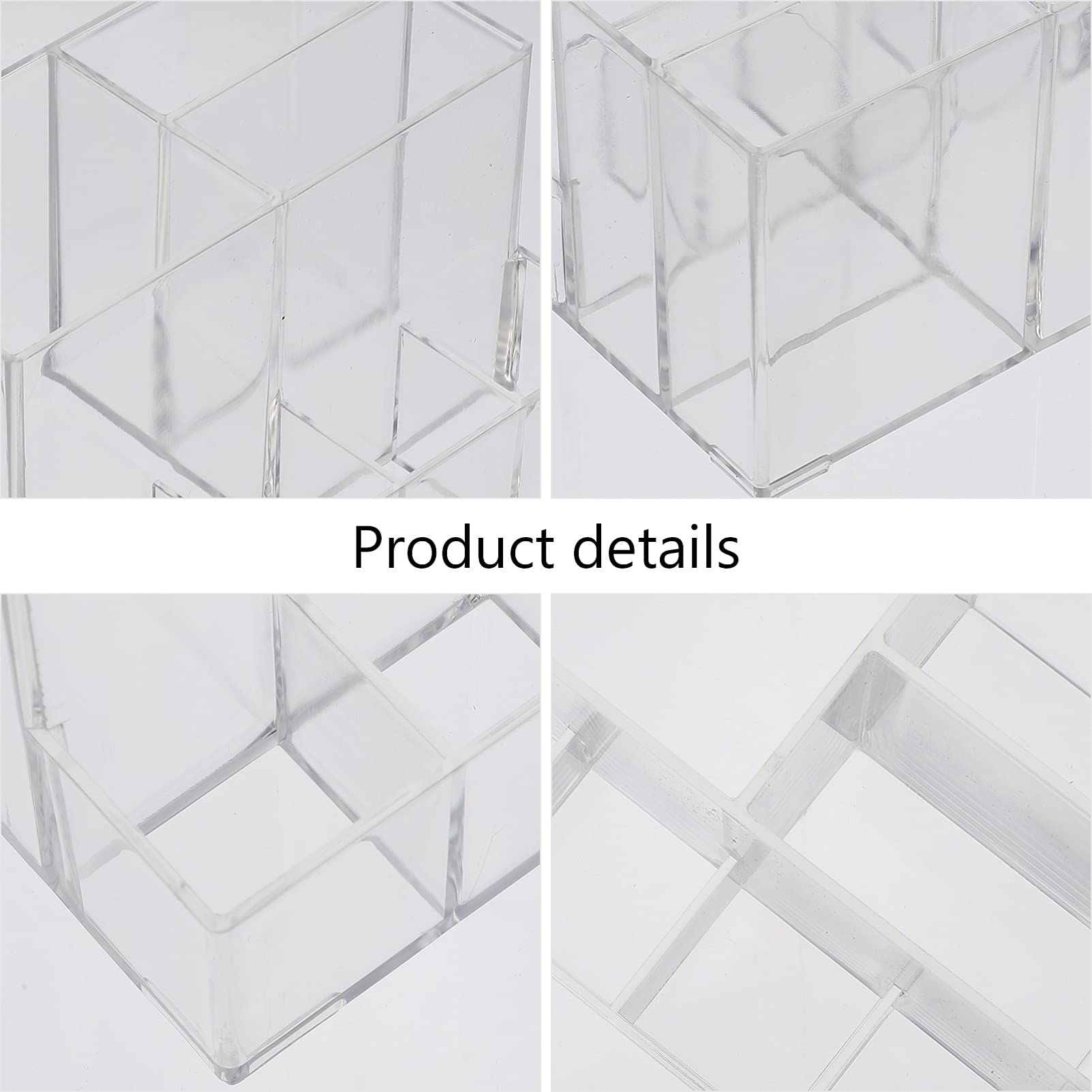 Acrylic Makeup Brush Holder & Organizer with Multiple Compartments - Vanity Storage Box for Eyebrow Pencils, Cosmetics & Toiletries | Perfect for Bathroom Counter, Dressing Table & Travel Beauty Case