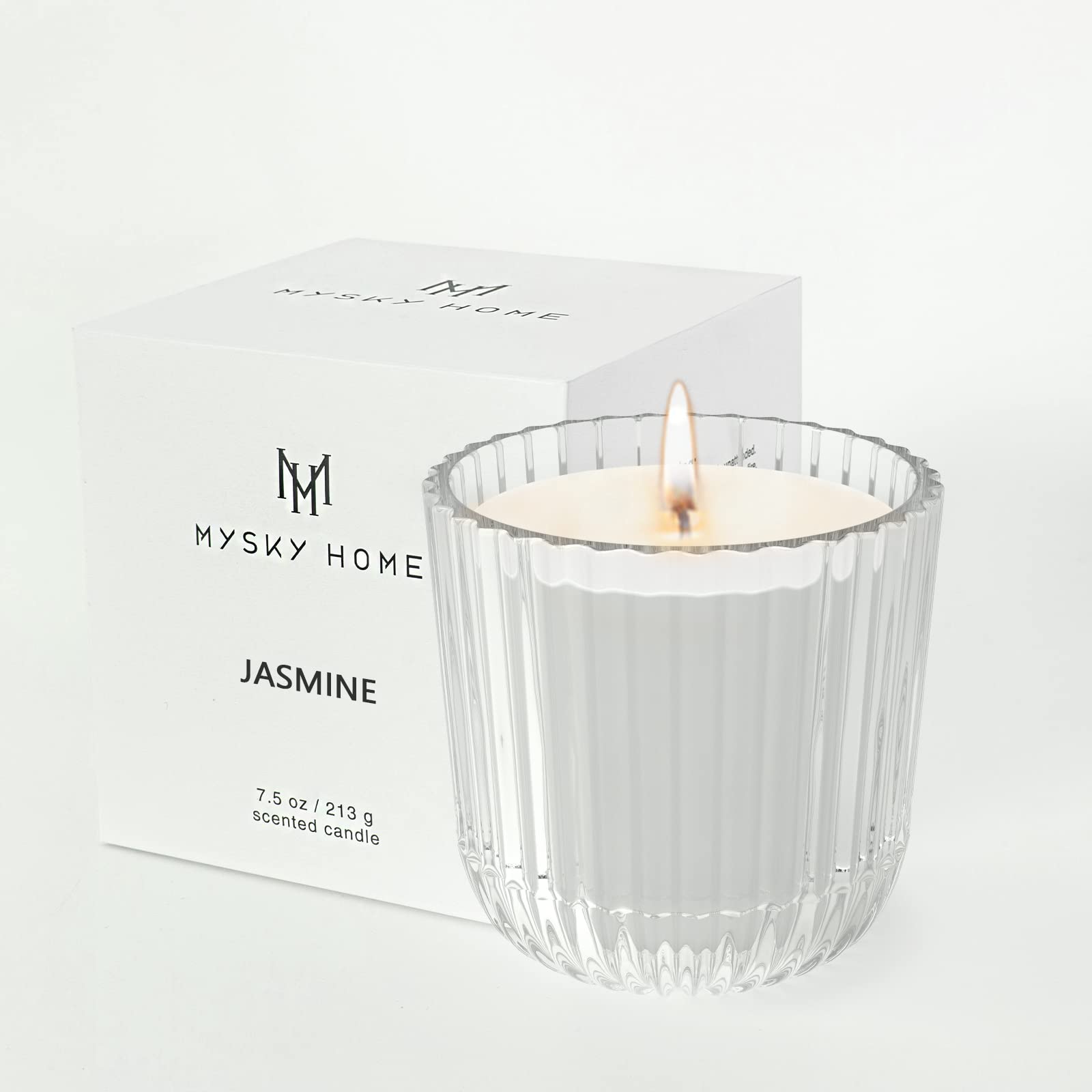 Midnight Jasmine Scented Soy Candle - 7.5oz Natural Aromatherapy Candle for Stress Relief, 50-Hour Burn Time in Glass Jar - Perfect Thanksgiving & Christmas Gift for Women | Home Decor, Relaxation, Spa & Meditation Ambiance
