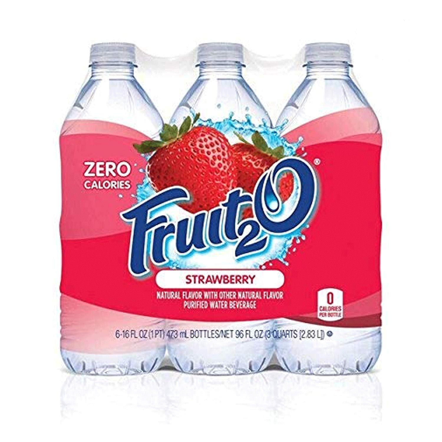Fruit2O Zero Calorie Strawberry Flavored Water - 24 Bottles (6 Count Pack of 4) | Refreshing Hydration for Workouts, Office & On-The-Go | Sugar Free Vitamin Enhanced Beverage
